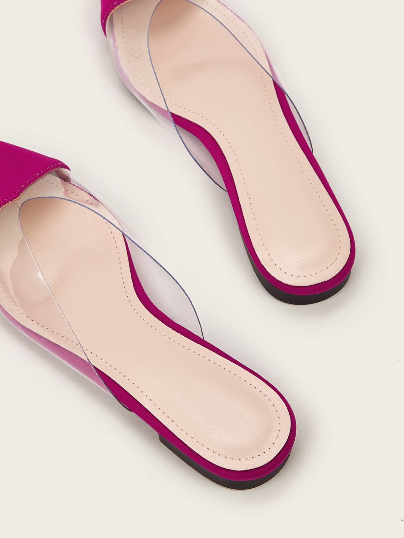 Metallic Detail Point Toe Flat Mules