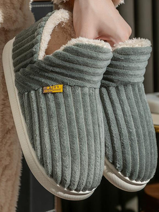 Women's Fashionable Solid Color Slippers Boots With Blurry Letter Tag Decoration, Grey