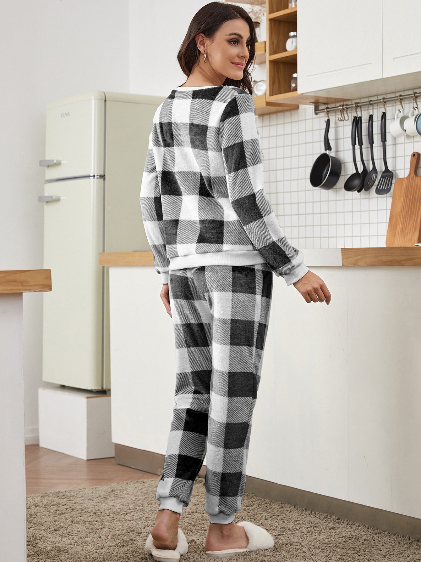 Buffalo Plaid Print Flannel PJ Set / Pajama Set
