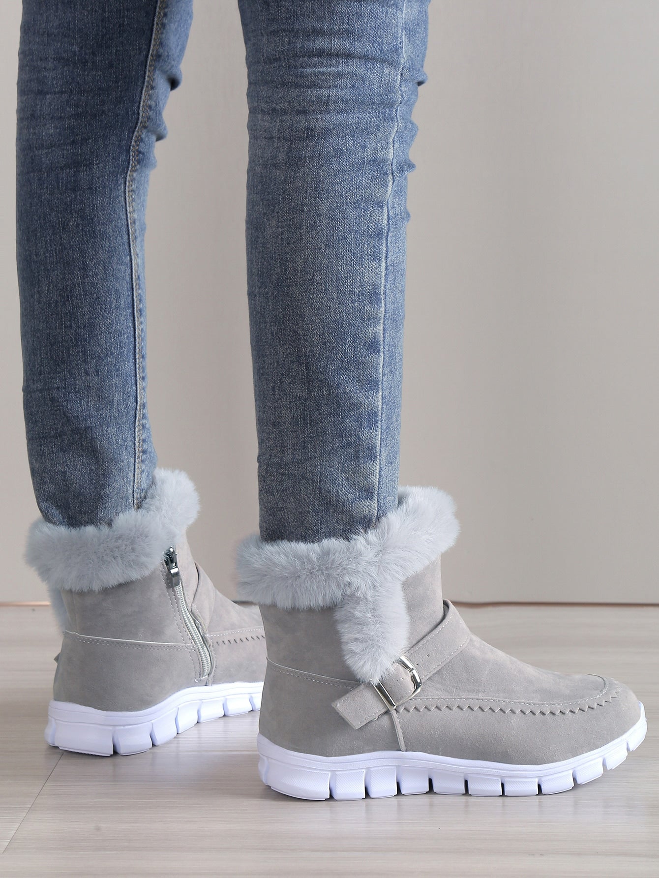 New Winter Warm Lightweight Flat Faux Fur Cuff Comfortable Snow Boots For Women
