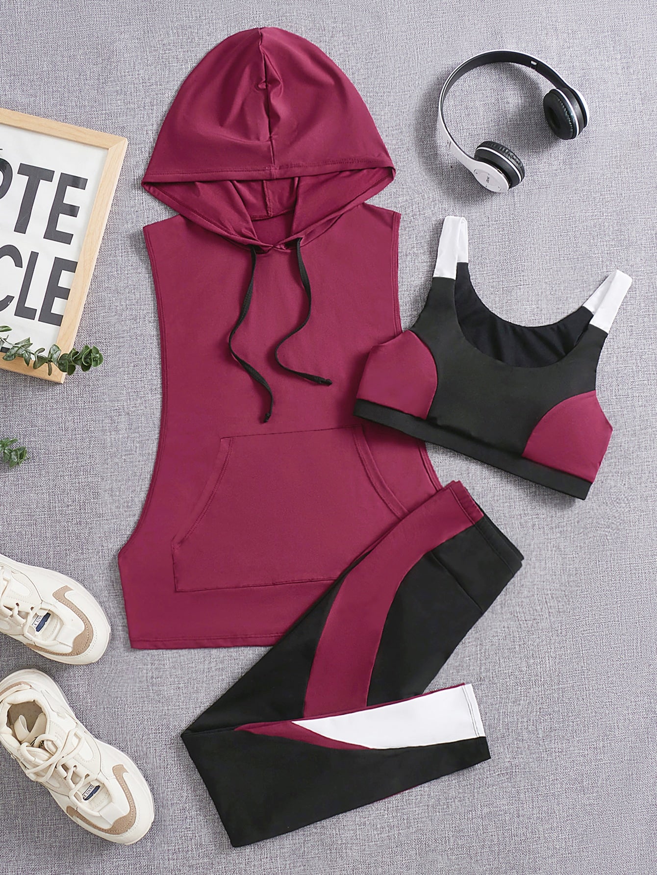 Sport Studio Colorblock Drawstring Hooded Sports Set