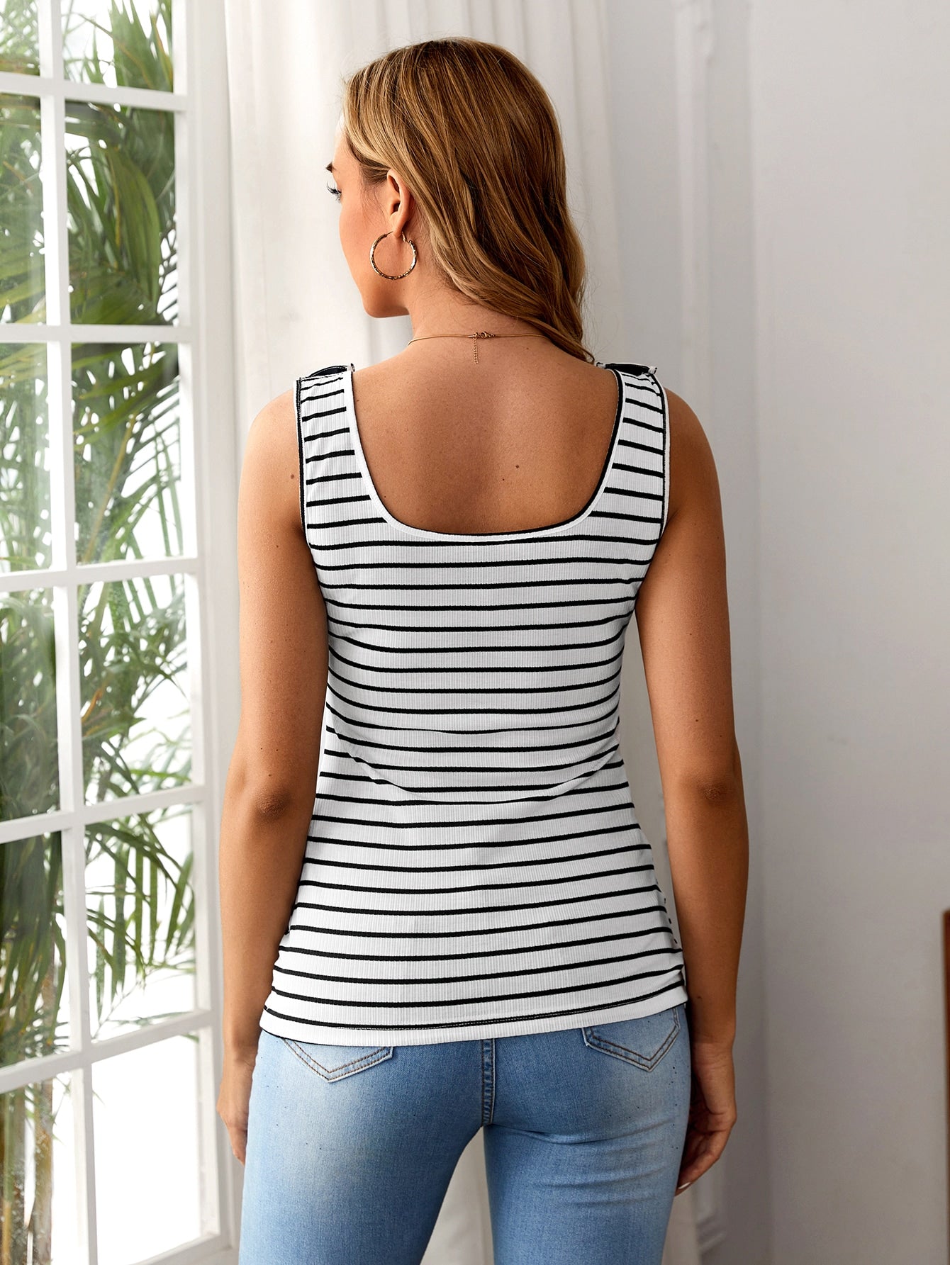 Maternity Striped Nursing Tank Top
