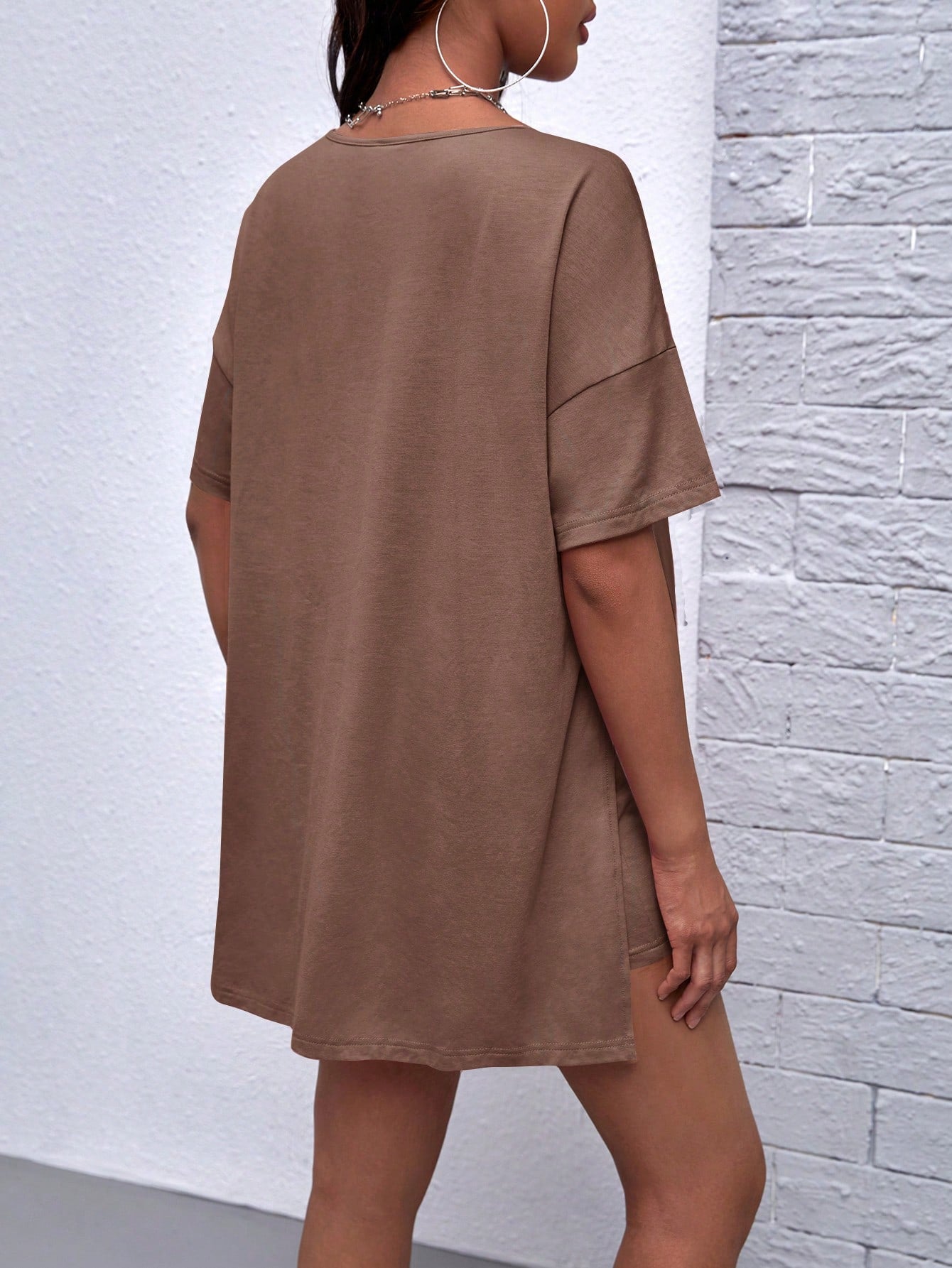 Maternity Solid Split Hem Tee & Biker Shorts