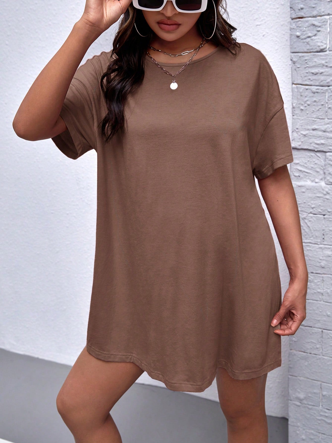 Maternity Solid Split Hem Tee & Biker Shorts