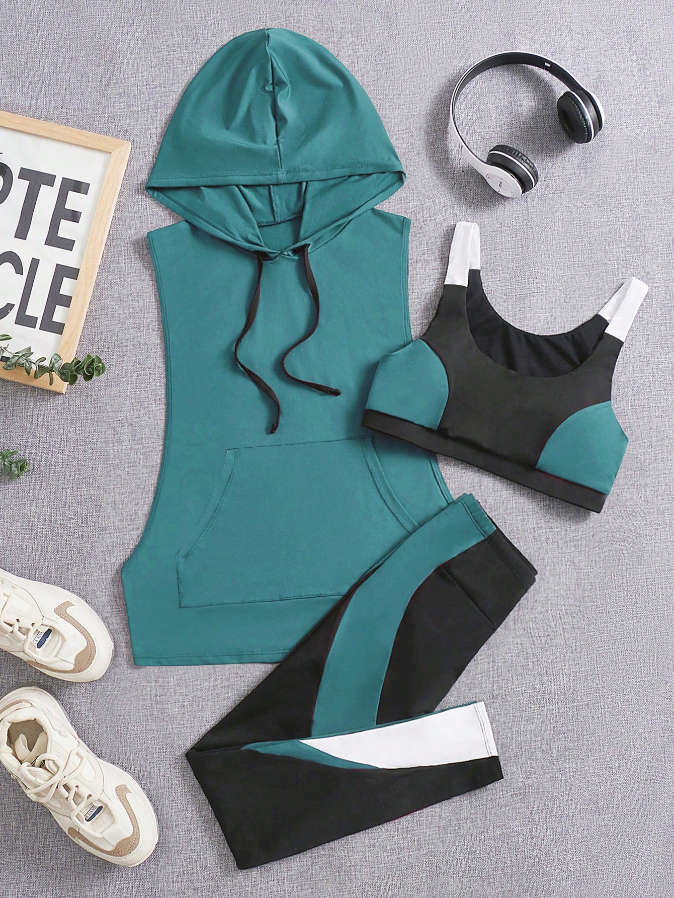 Sport Studio Colorblock Drawstring Hooded Sports Set