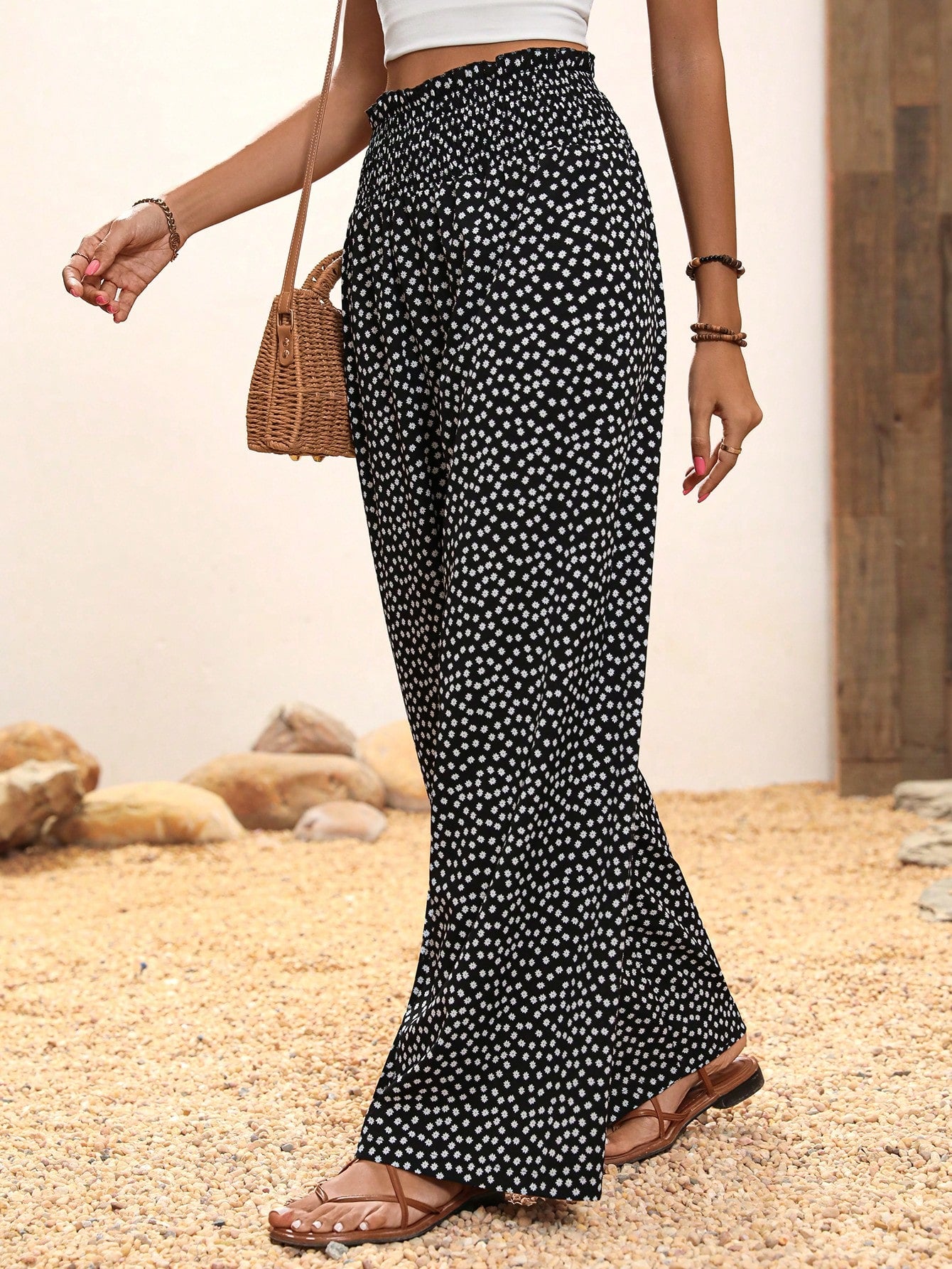 Holidaya Ditsy Floral Print Wide Leg Pants