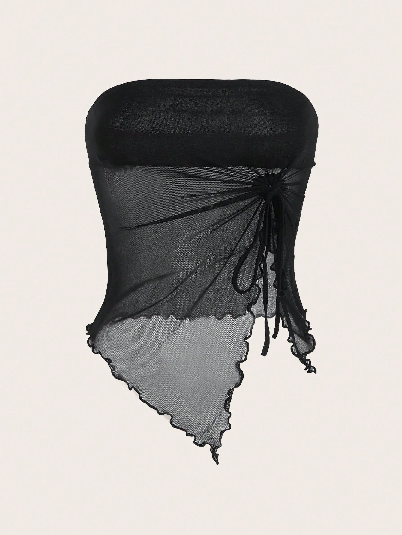 ICON Drawstring Side Asymmetrical Hem Tube Asymmetrical Top