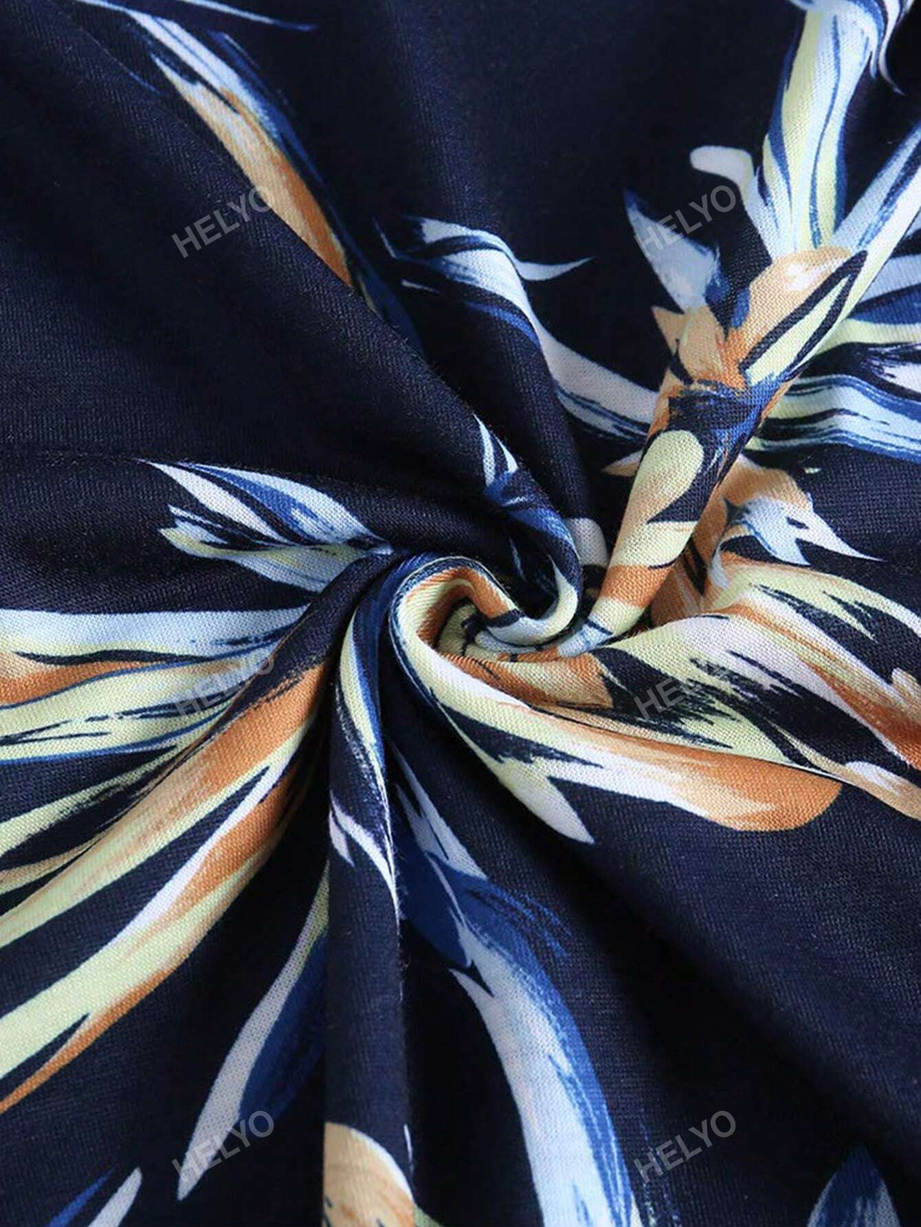 Tropical Print A-Line Dress