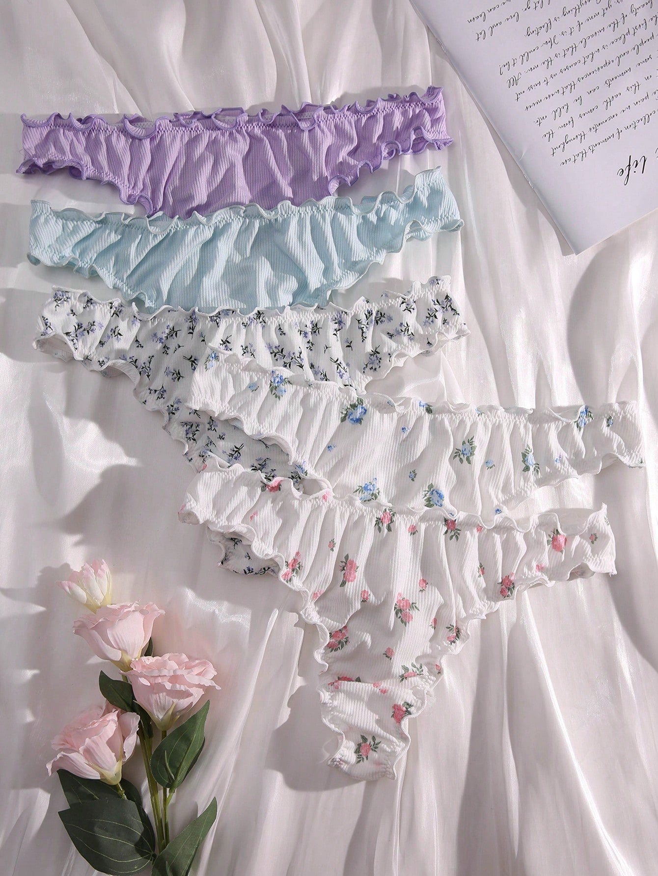 5pack Strawberry Print Lettuce Trim Panty