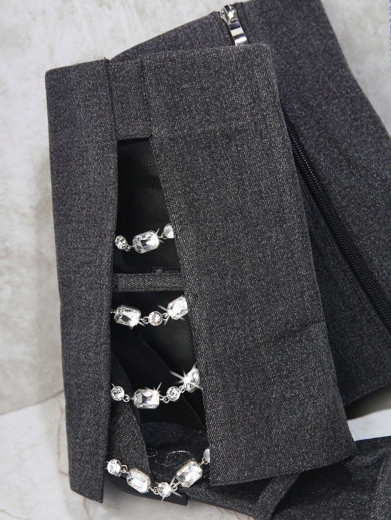 SHUZIA Chain Detail Cut Out Side Zip Back Boots