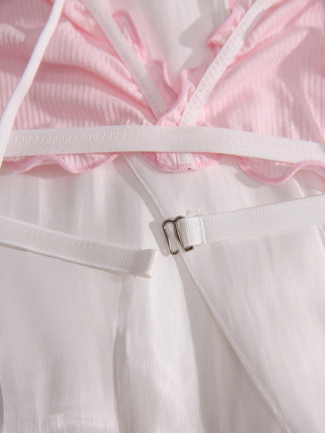 Eraneu 5pcs Ditsy Floral Print Lettuce Trim Bralette Lingerie