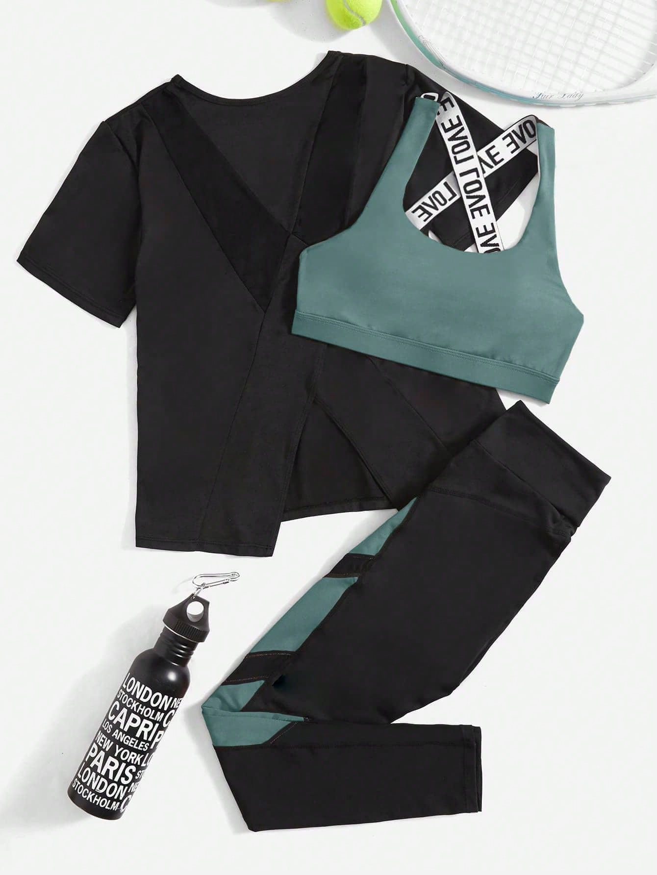 Sport Easify 3pcs/set Women's Letter Print Sports Suit