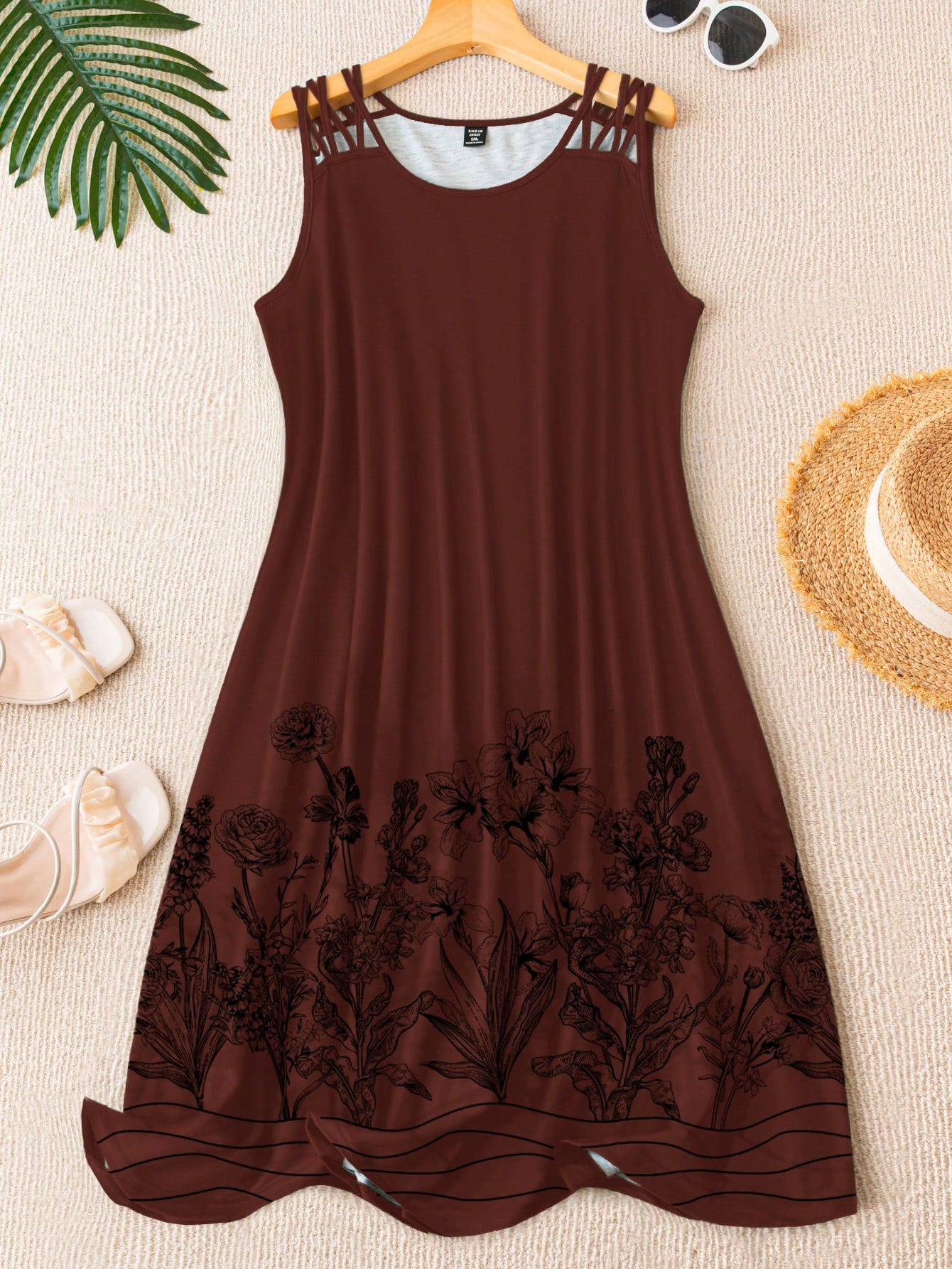 LUNE Plus Size Women Fashionable Summer Elegant Printed Sleeveless Dress