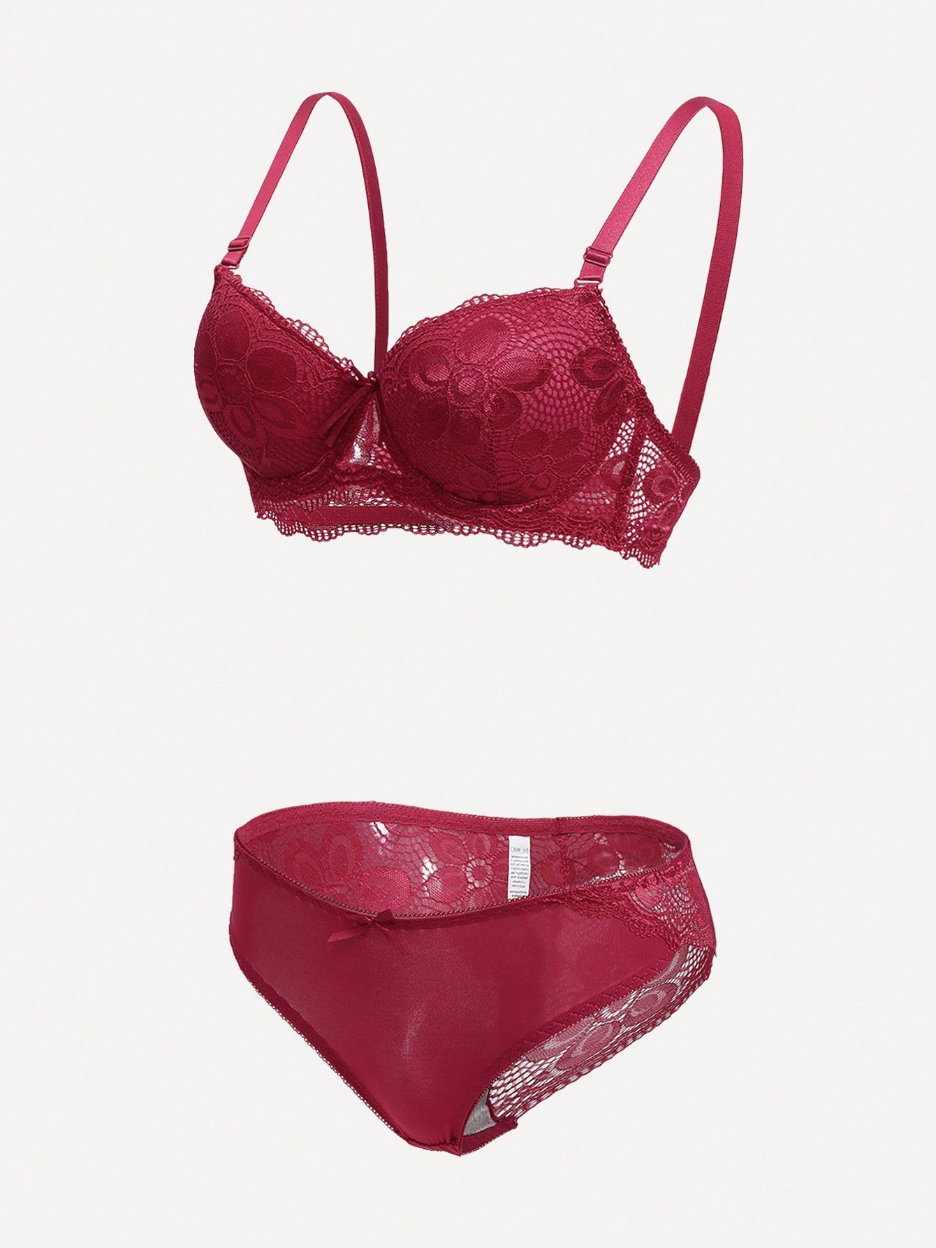 Floral Lace Underwire Bra & Panty Lingerie Set