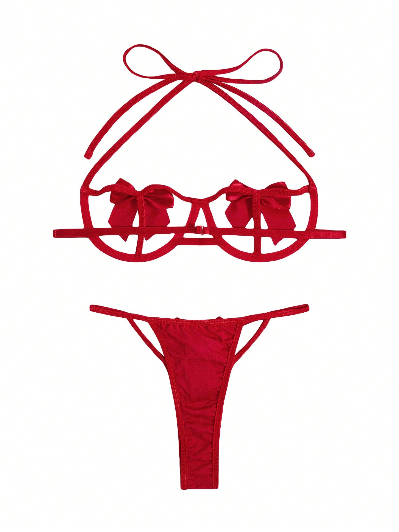 Classic Sexy Cut Out Bow Decor Underwire Lingerie Set