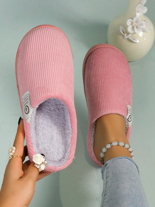 Women's Thick Sole Anti-skid Warm Plush Slippers For Autumn And Winter Indoor Home Use