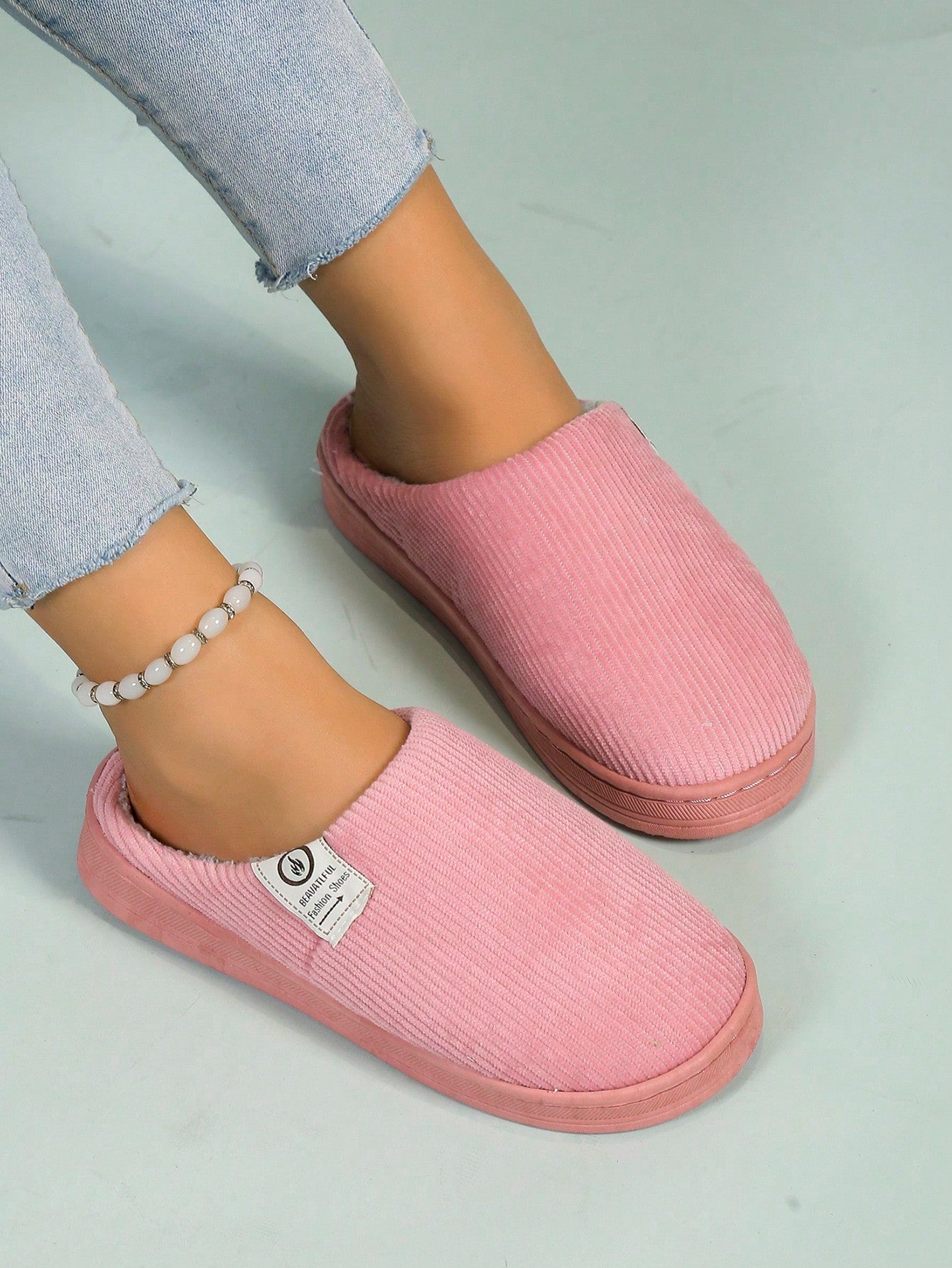 Women's Thick Sole Anti-skid Warm Plush Slippers For Autumn And Winter Indoor Home Use