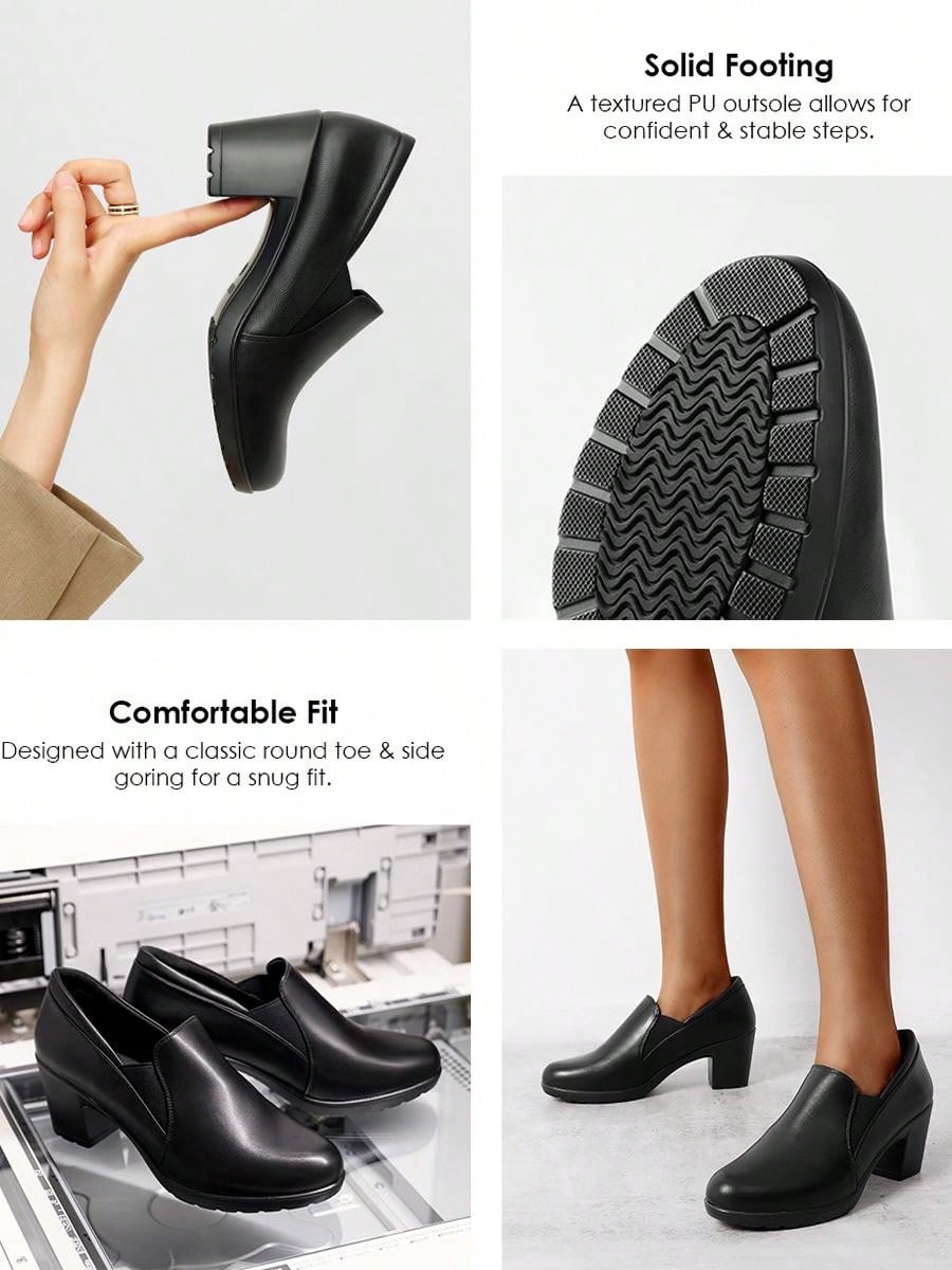 Women's Chunky Low Block Heel Pumps Comfort Oxfords Shoes Casual Loafers