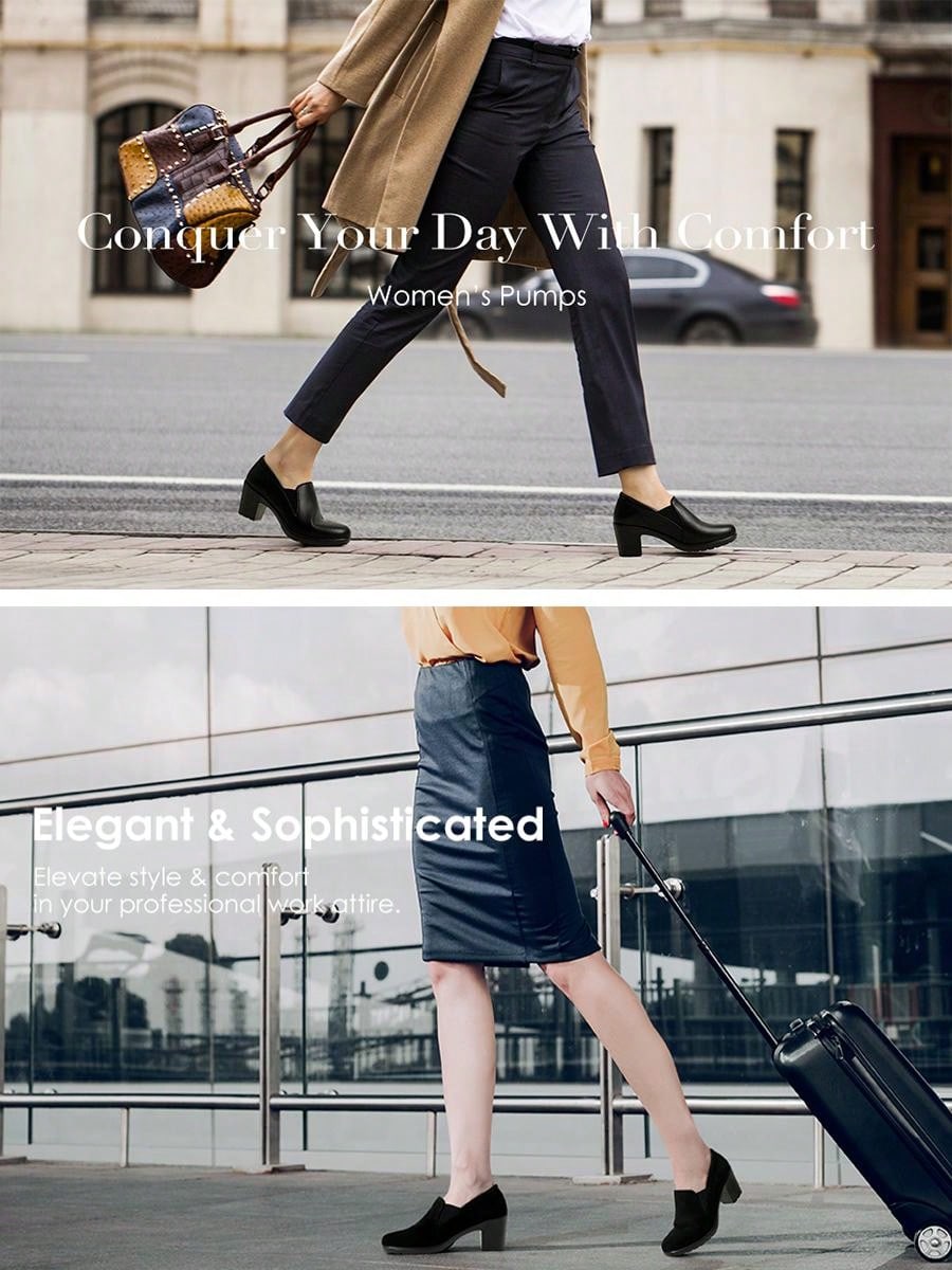 Women's Chunky Low Block Heel Pumps Comfort Oxfords Shoes Casual Loafers