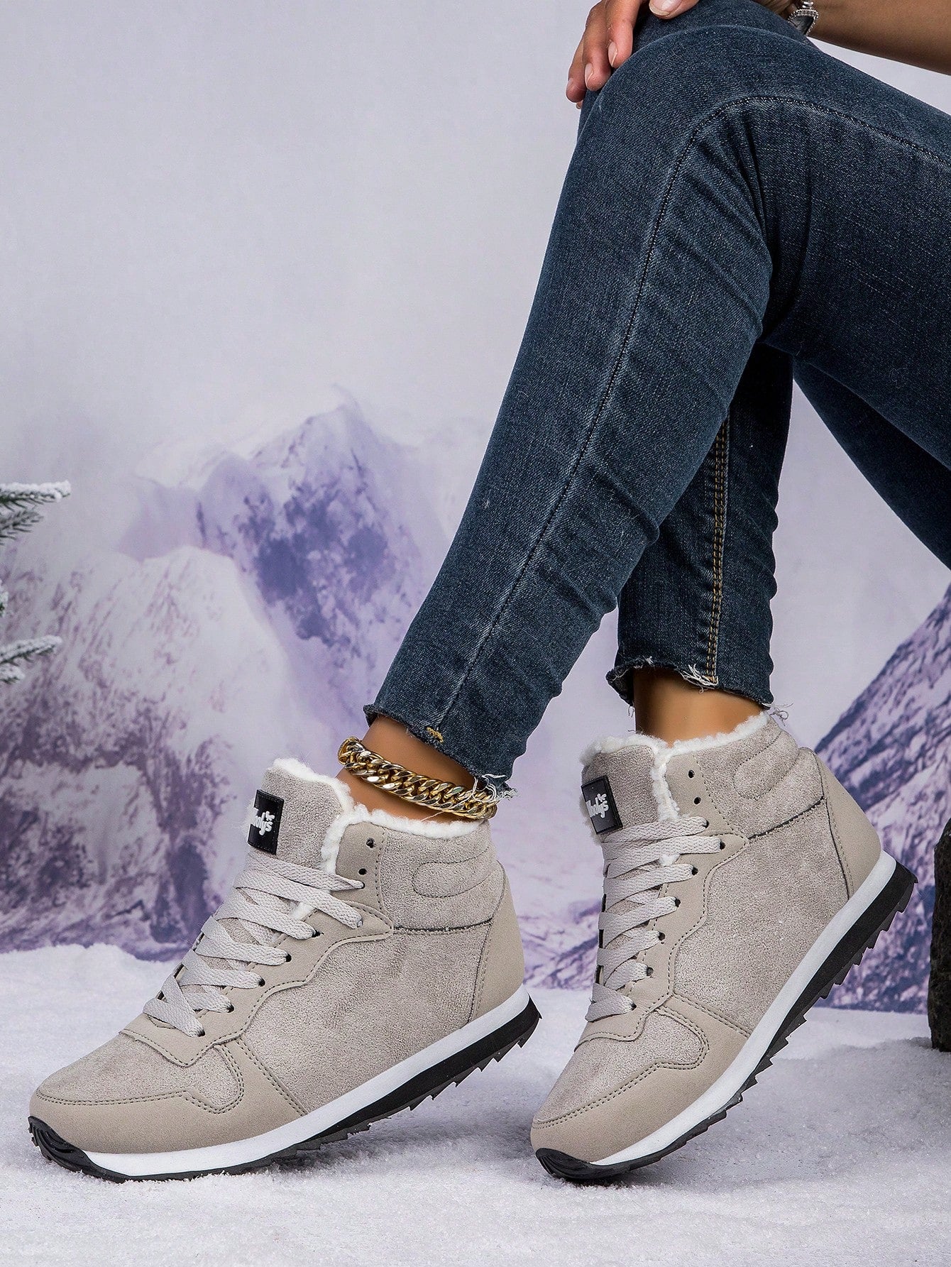 Women's Thermal Lined Warm Snow Boots, Wear-Resistant, Non-Slip, Suitable For Outdoor Activities, Unisex