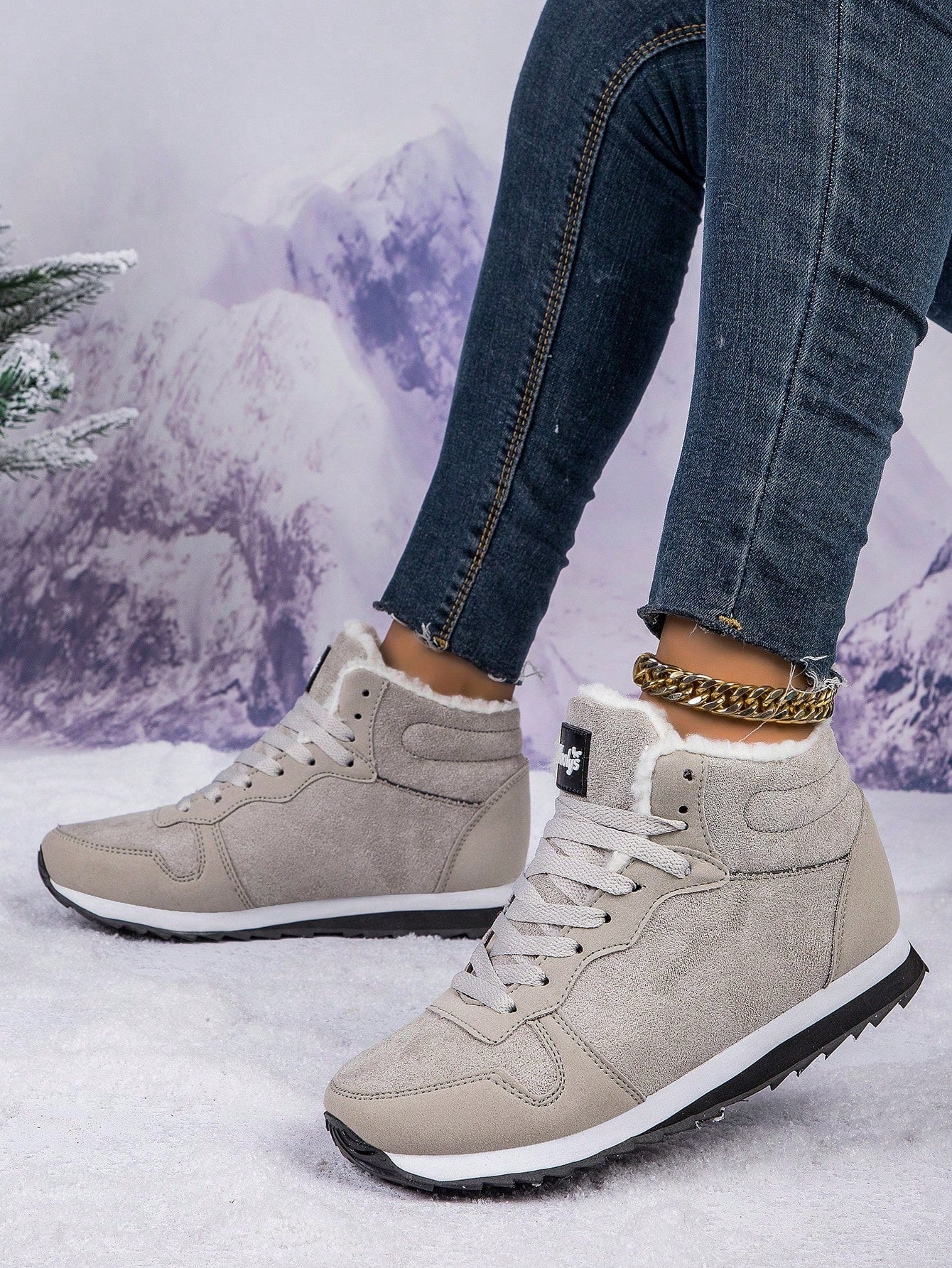 Women's Thermal Lined Warm Snow Boots, Wear-Resistant, Non-Slip, Suitable For Outdoor Activities, Unisex