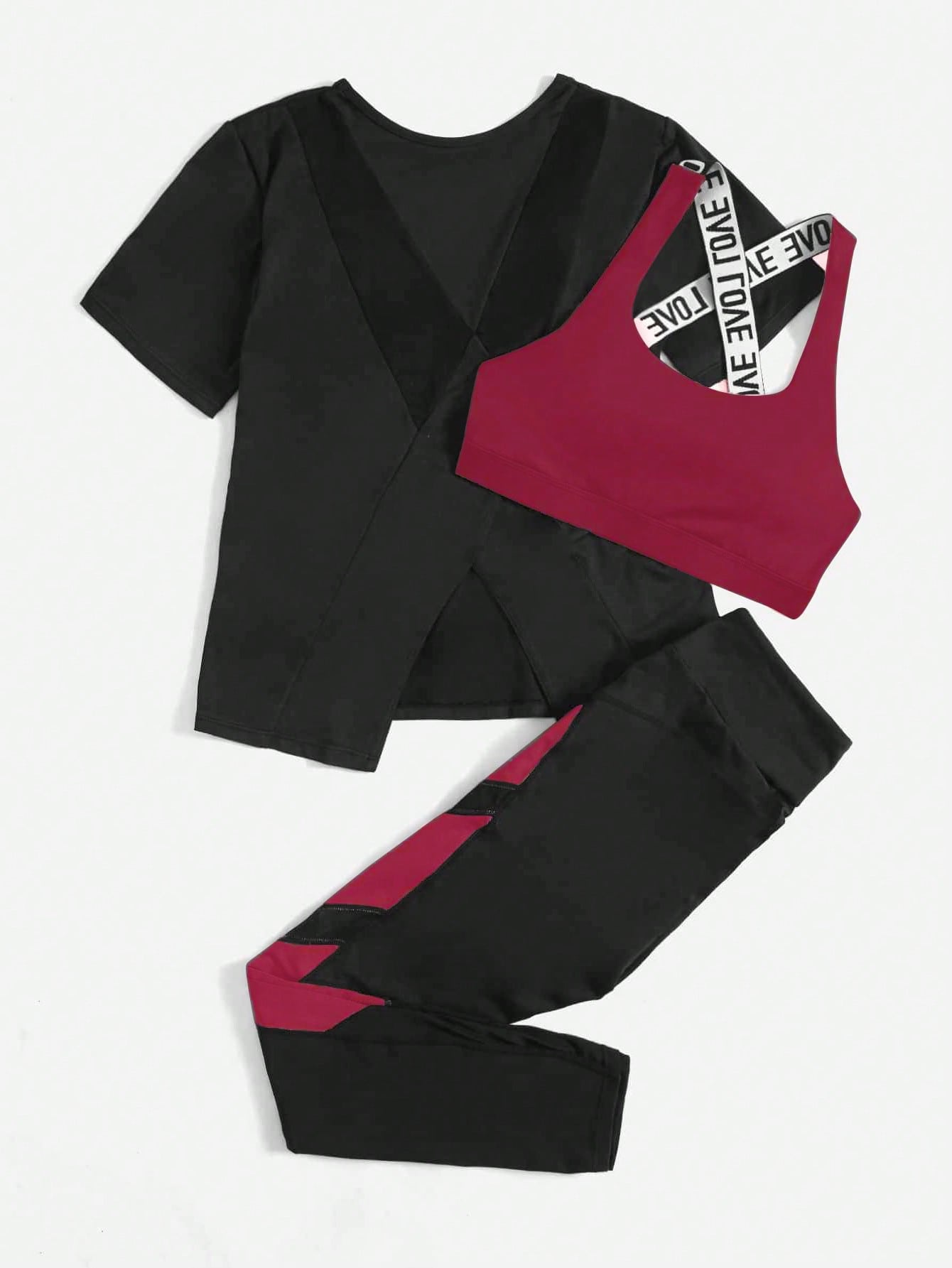 Sport Easify 3pcs/set Women's Letter Print Sports Suit