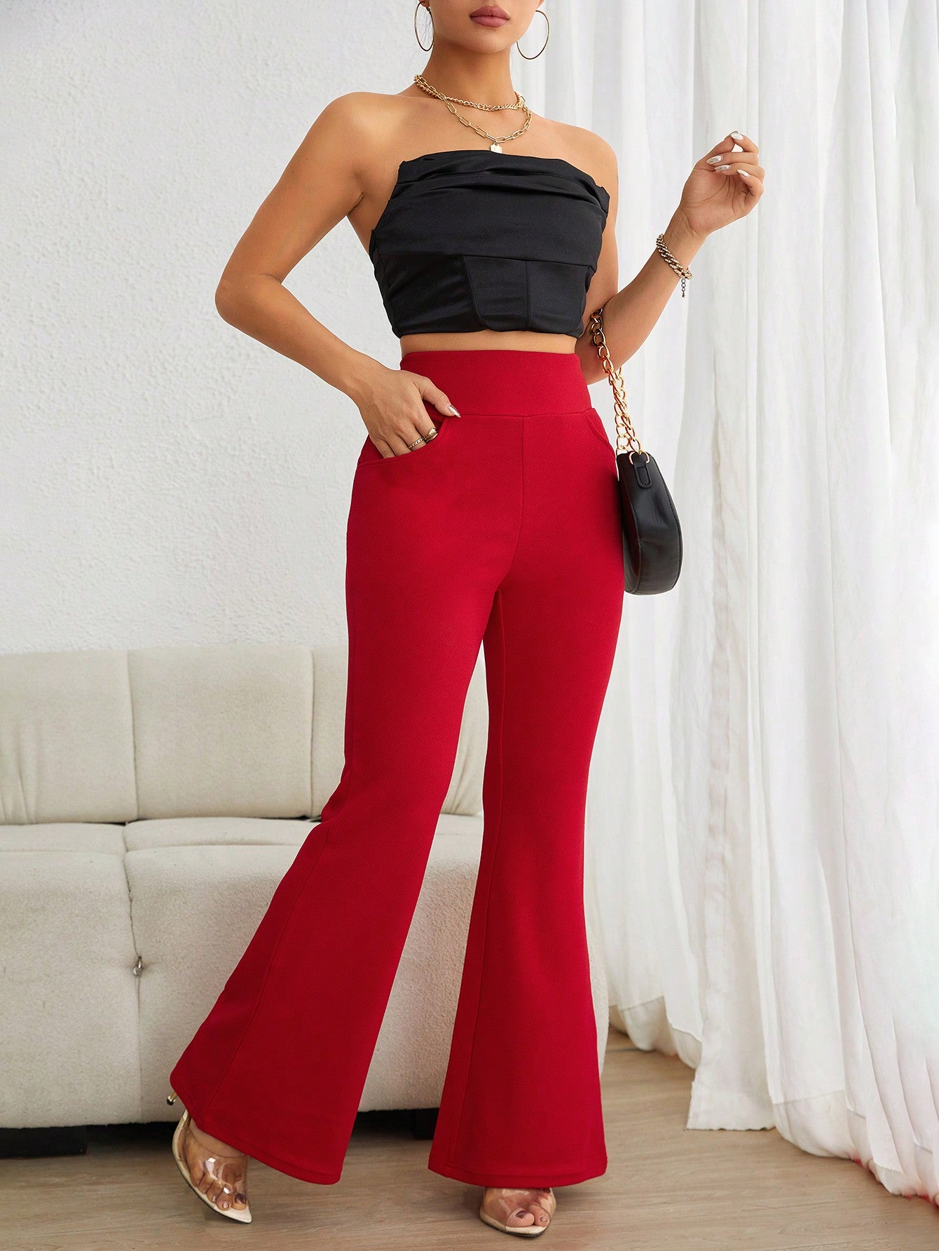 Essnce High Waist Flare Leg Pants