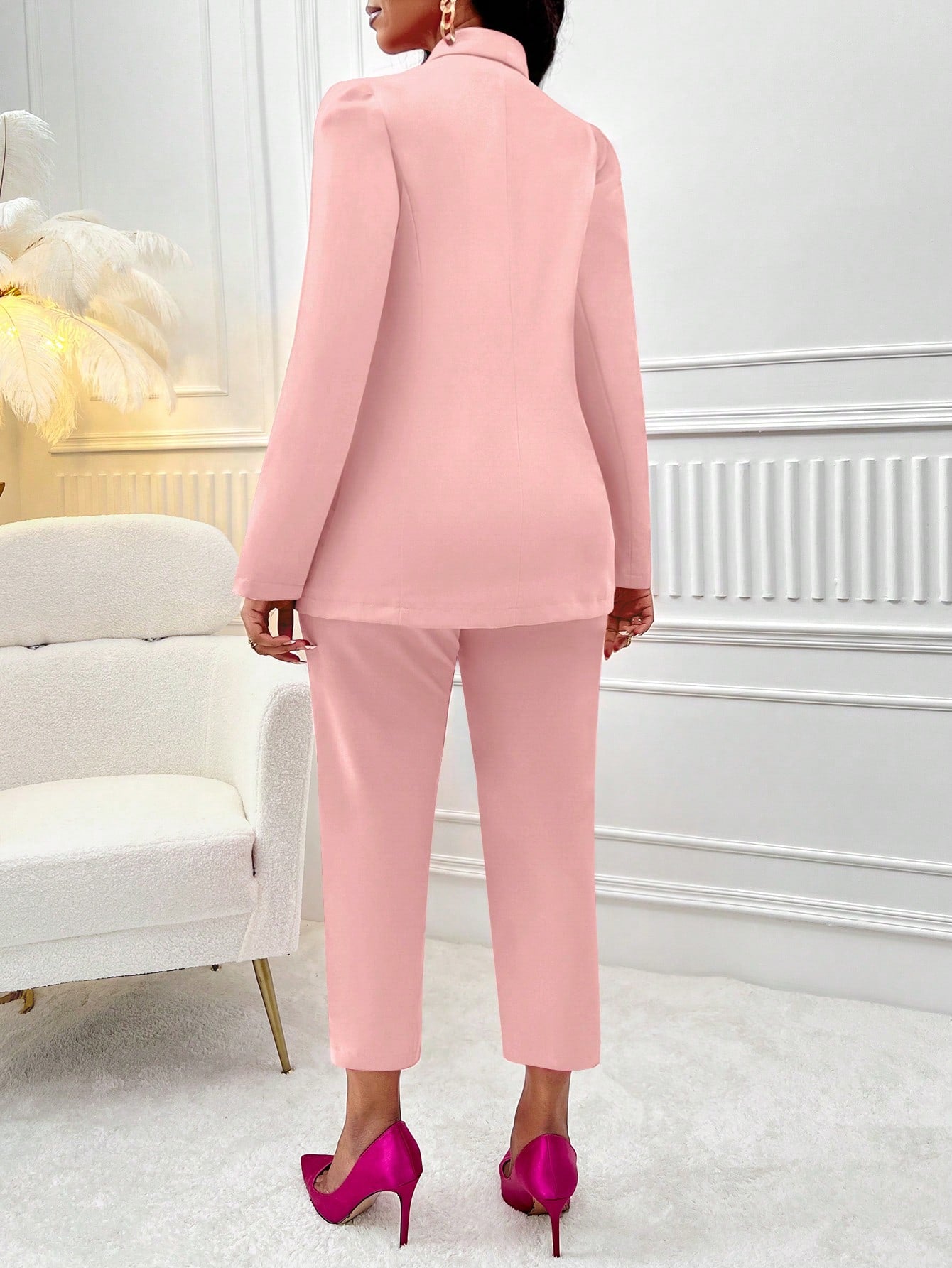 Slayr Solid Cami Top & & Pants & Open Front Blazer