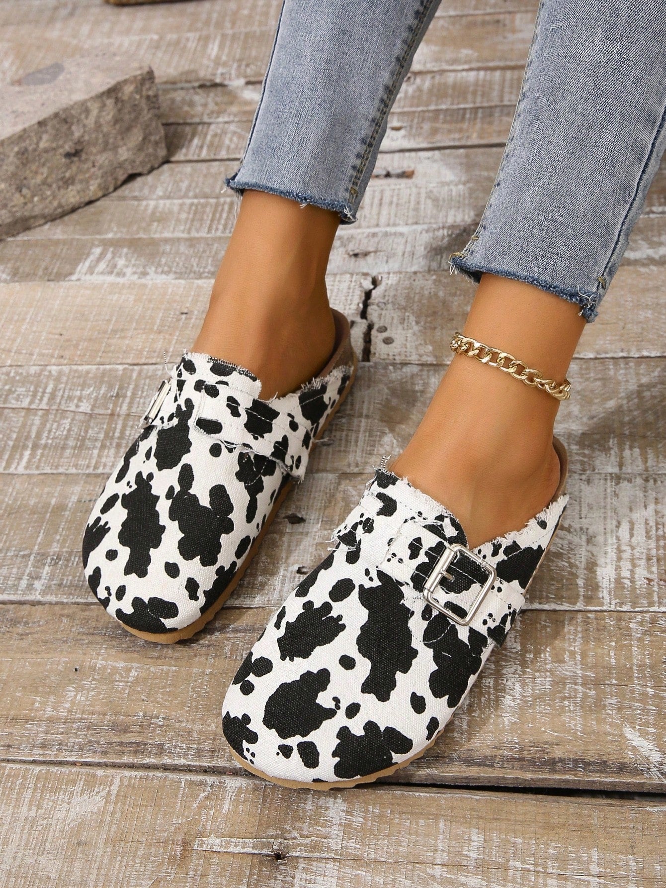 Striped Head Wrap Flat Slide Sandals, Round Toe With Tassel Buckle Closure, Women