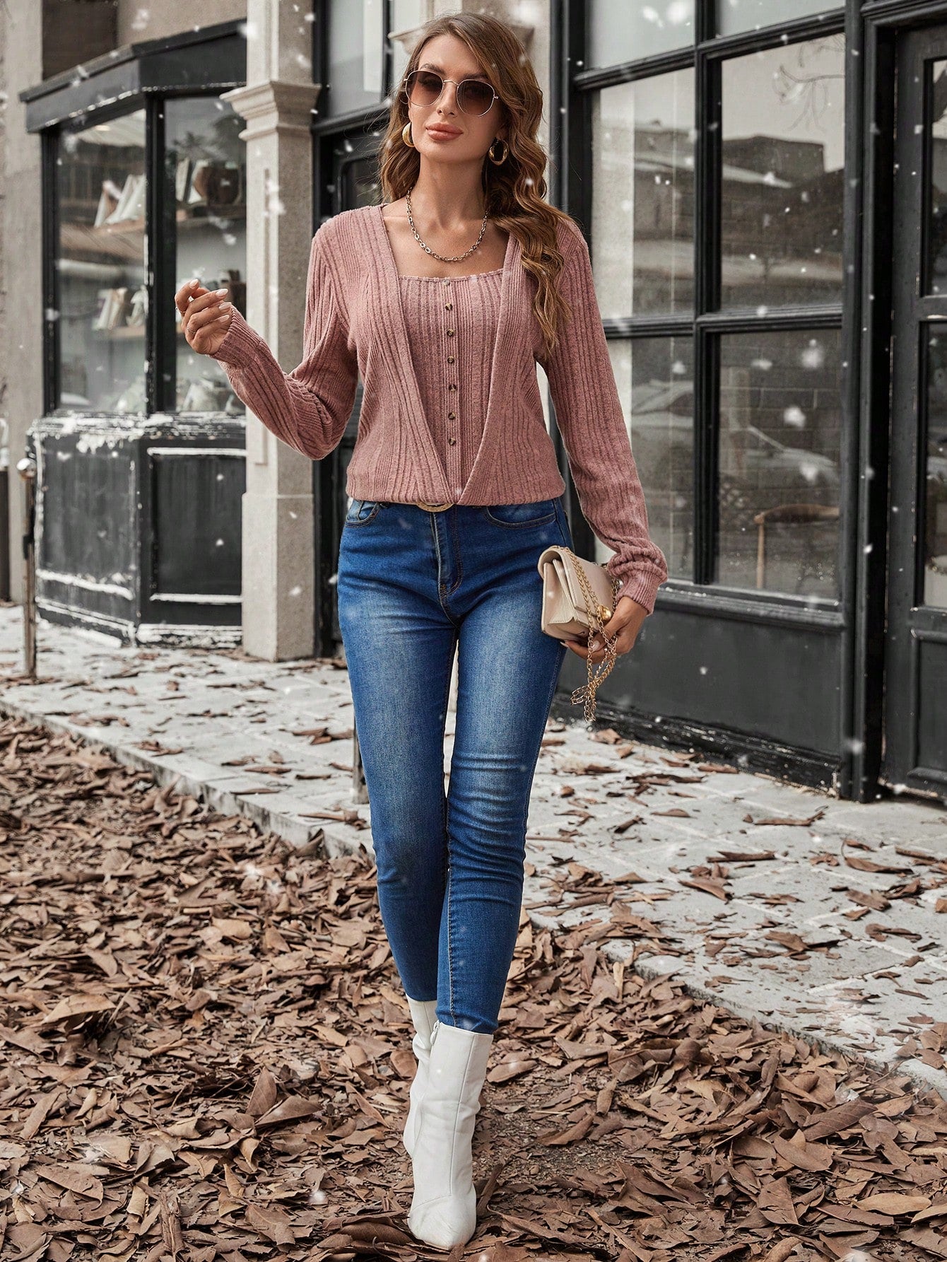 LUNE Square Neck Button Front Tee