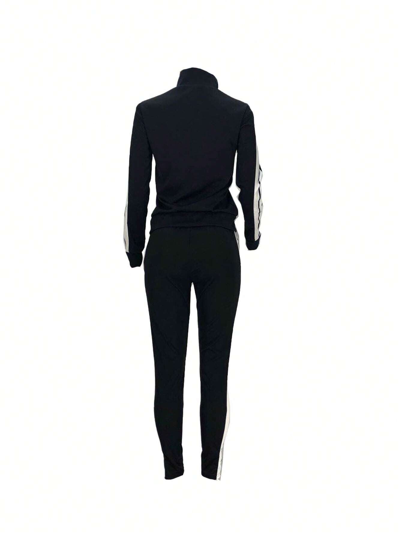 Letter Embroidery Zipper Sports Two Piece Set