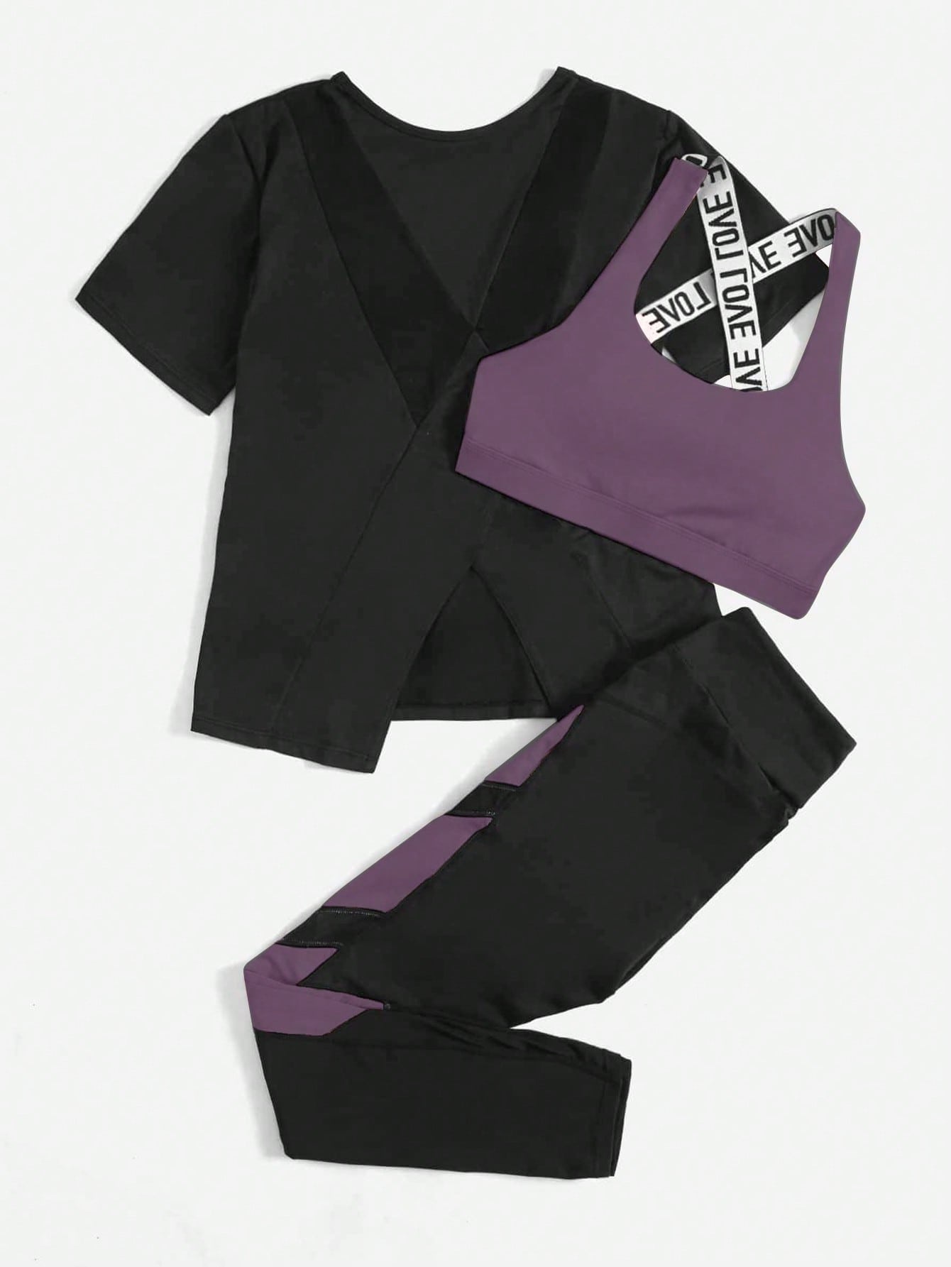 Sport Easify 3pcs/set Women's Letter Print Sports Suit