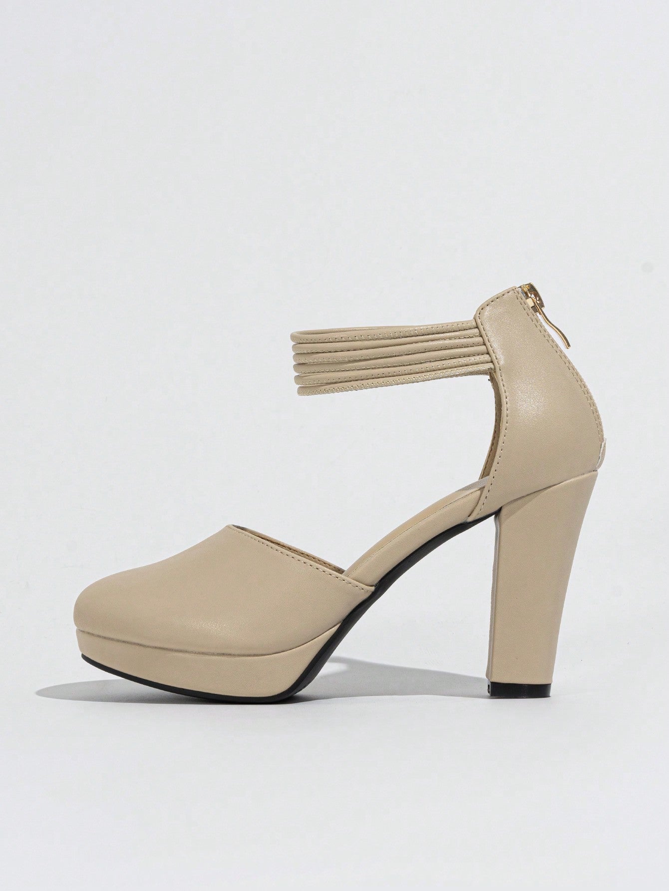 Women's Round Toe High Heeled Shoes With Strap, Platform And Thick Heel, Elegant, Comfortable, Versatile For Vacation, Christmas And Daily Wear