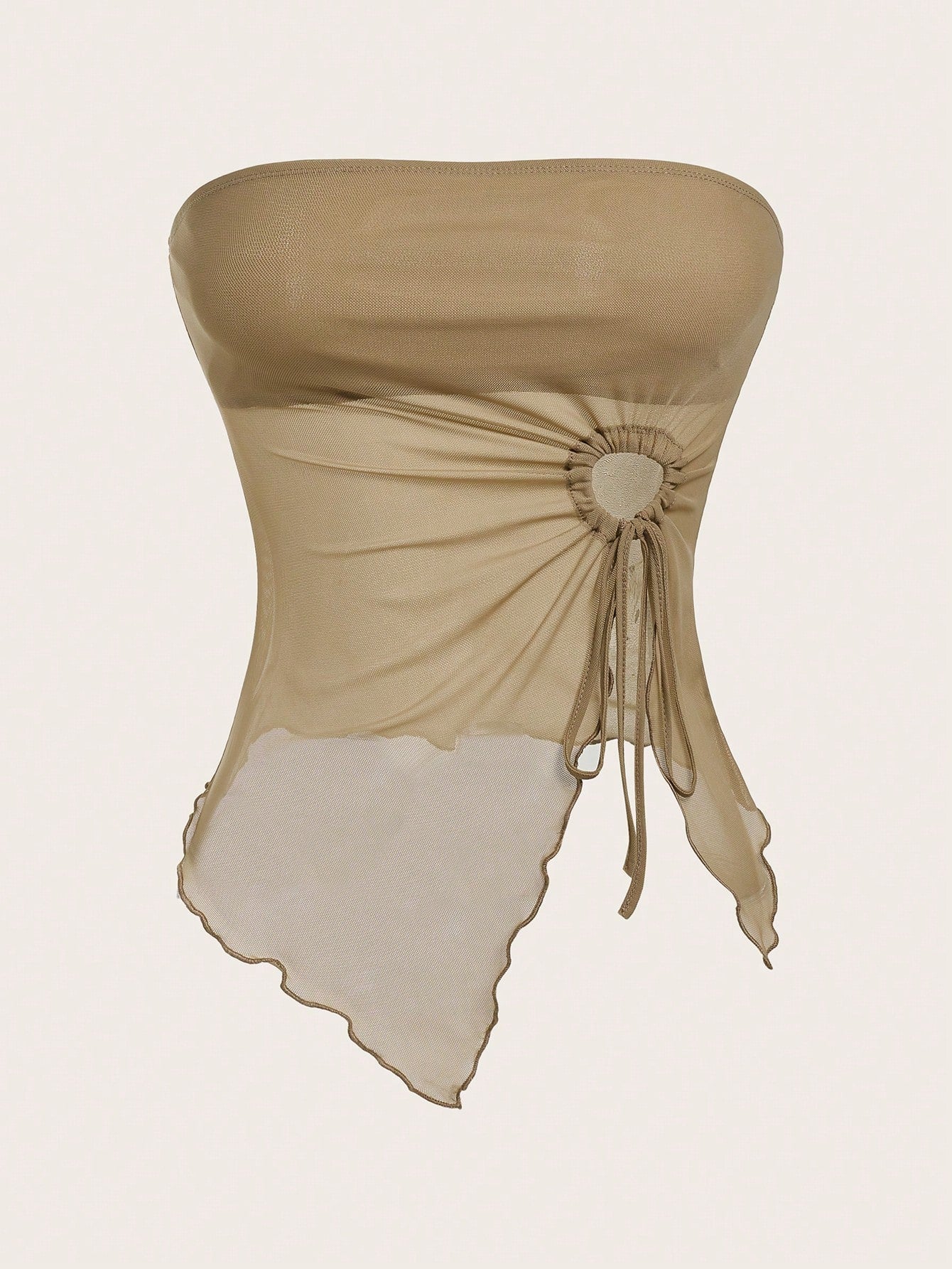 ICON Drawstring Side Asymmetrical Hem Tube Asymmetrical Top