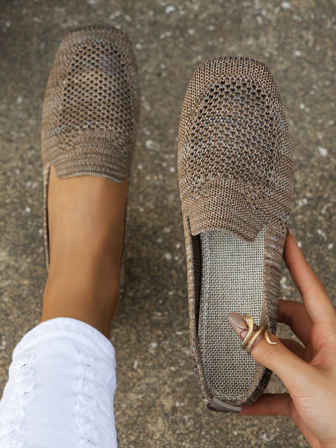 Outdoor Fashion Square Toe Breathable Women's Flat Shoes