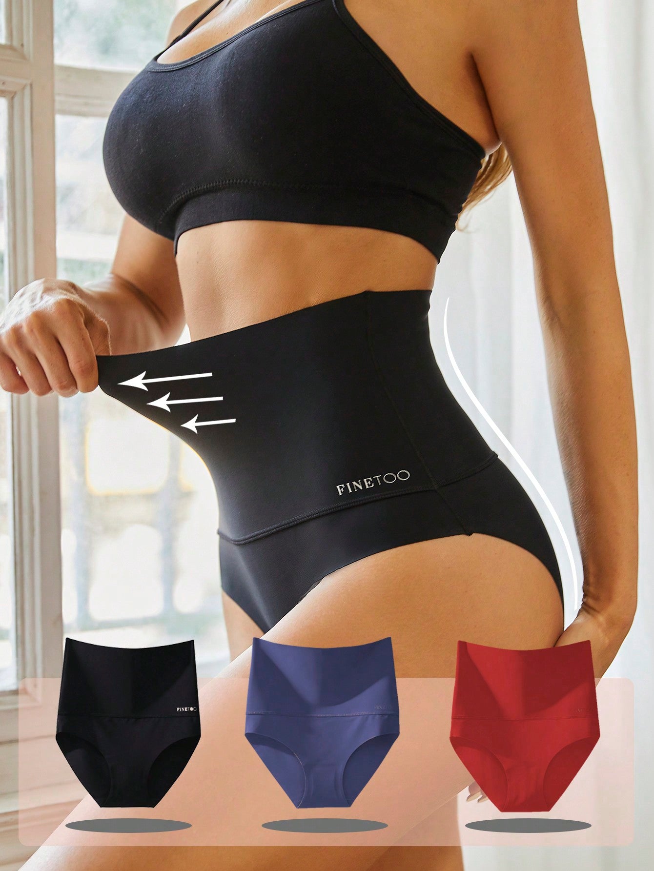 3pcs/Set Women's High Waist Seamless Tummy Control Panties