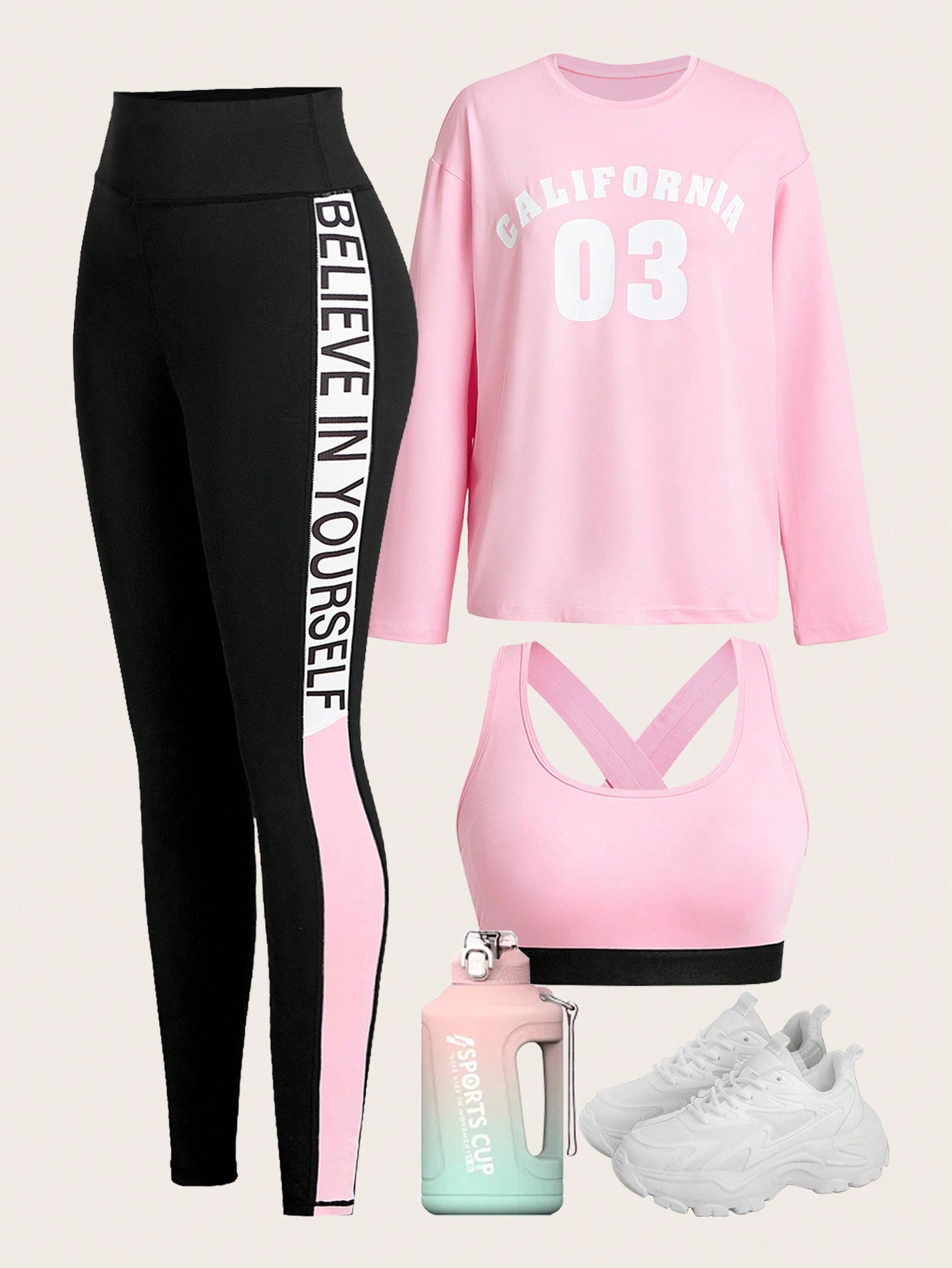 Sport Easify 3pcs/set Women's Letter Print Sports Suit