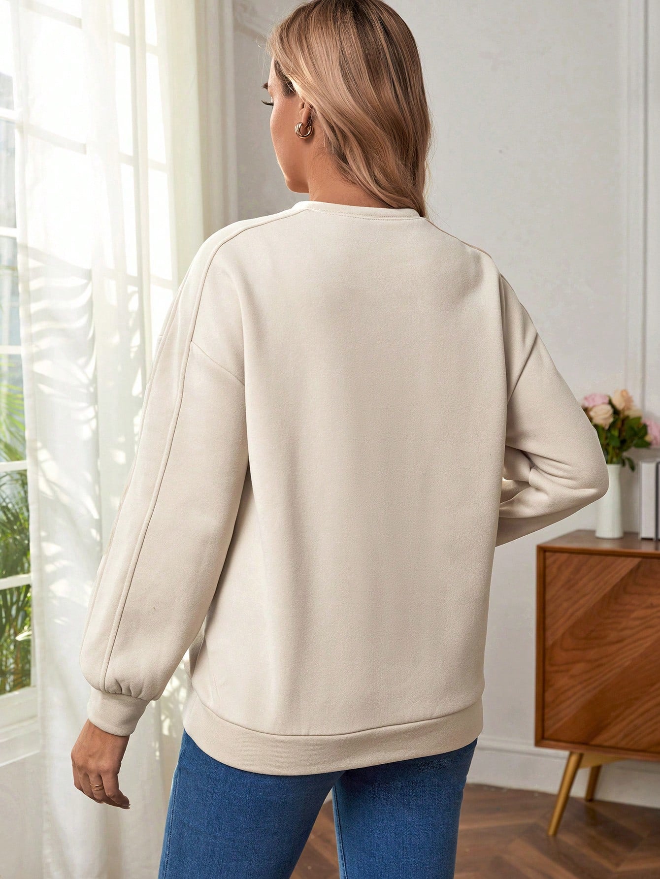 Maternity Breastfeeding Drop Shoulder Sweatshirt With Long Sleeve