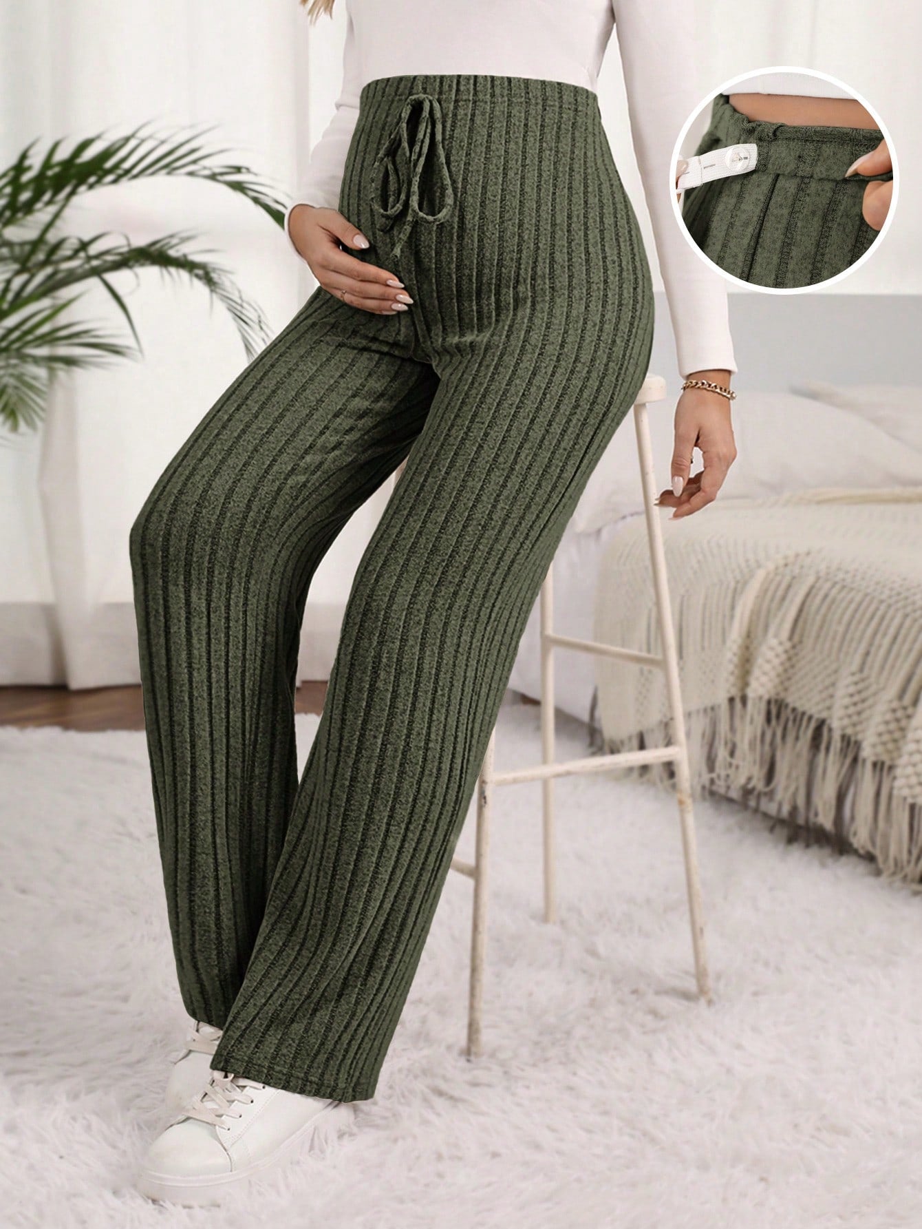 Maternity High Waisted Ribbed Pants