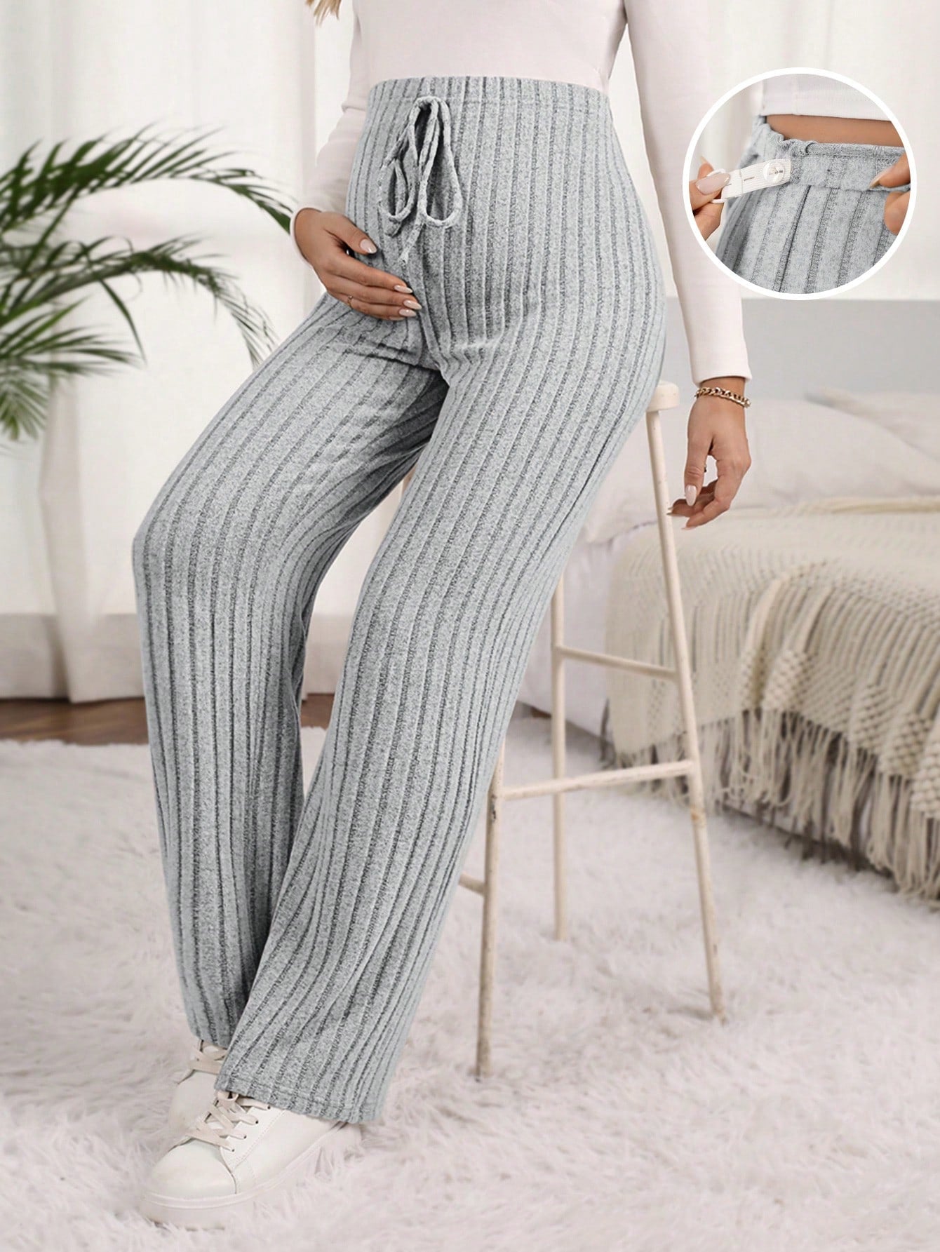 Maternity High Waisted Ribbed Pants