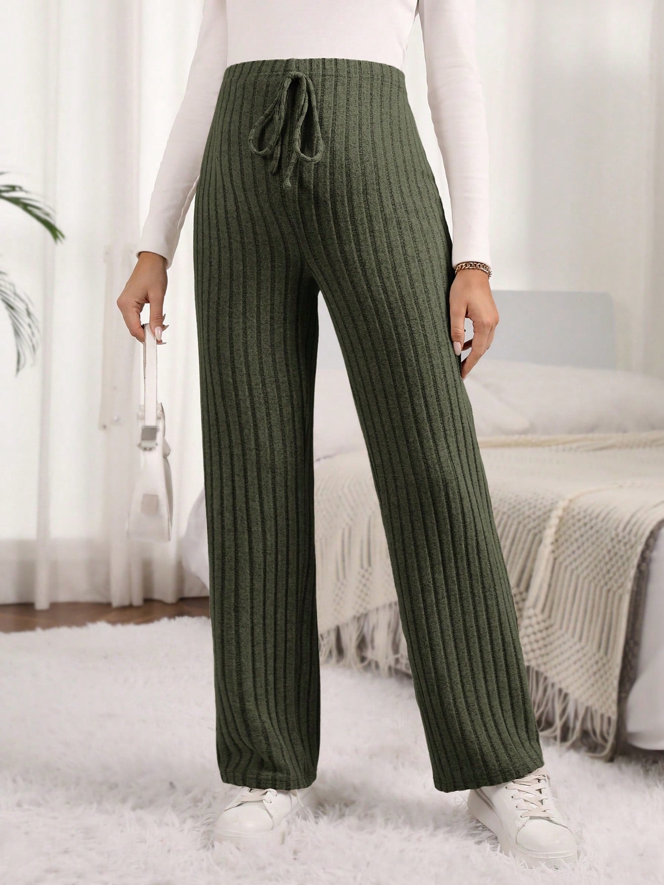 Maternity High Waisted Ribbed Pants