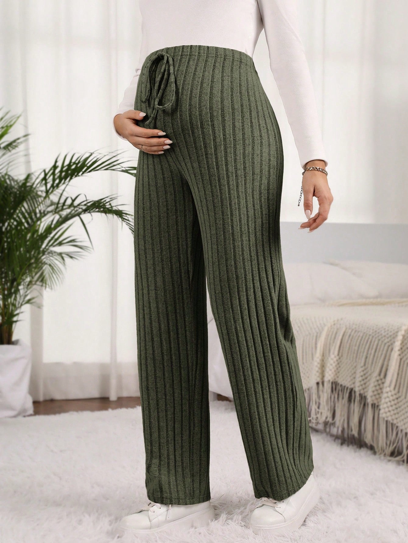 Maternity High Waisted Ribbed Pants