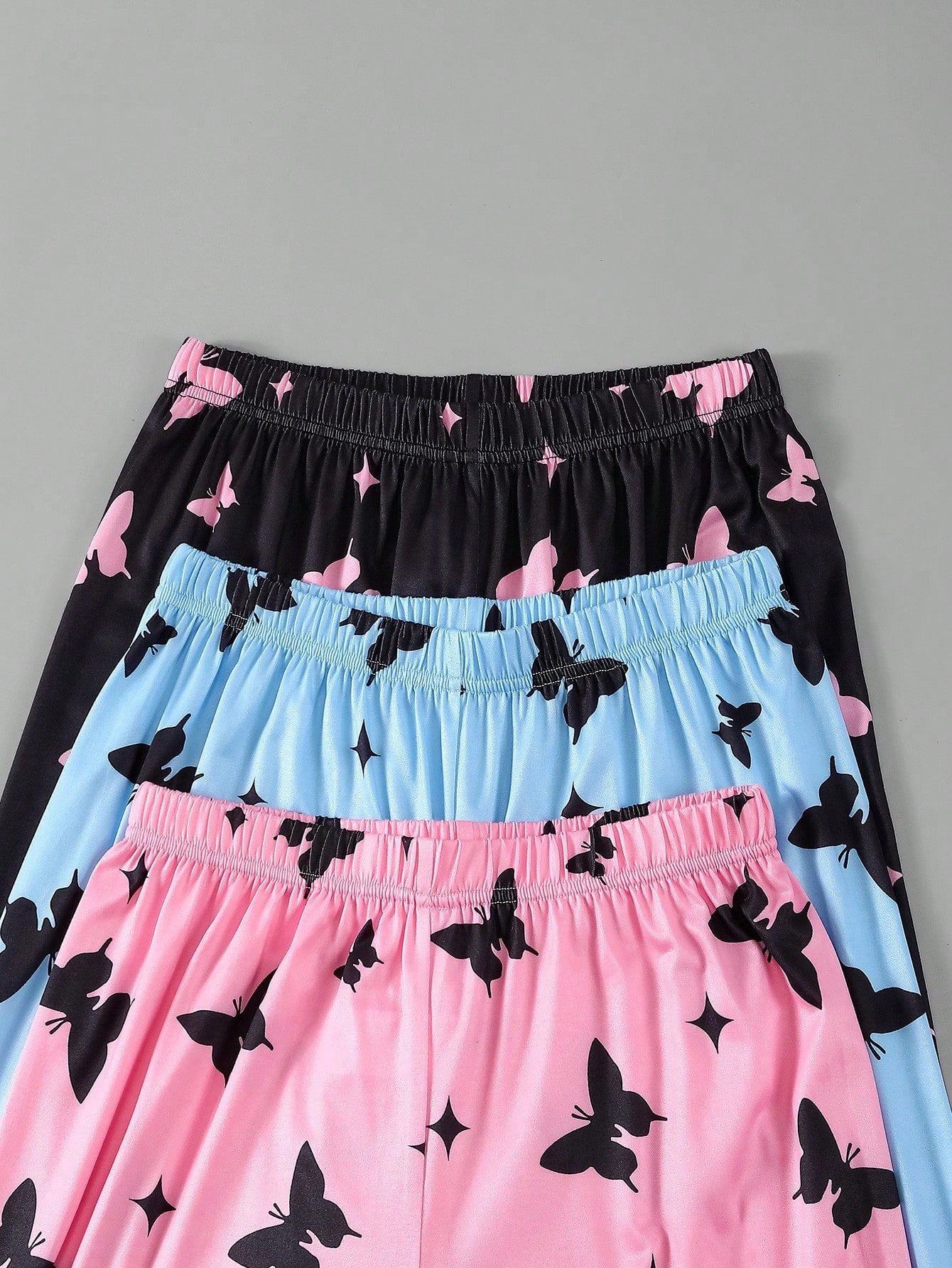 3pcs/set Women's Heart & Butterfly Print Short Sleeve Top And Long Pants Pajamas Set