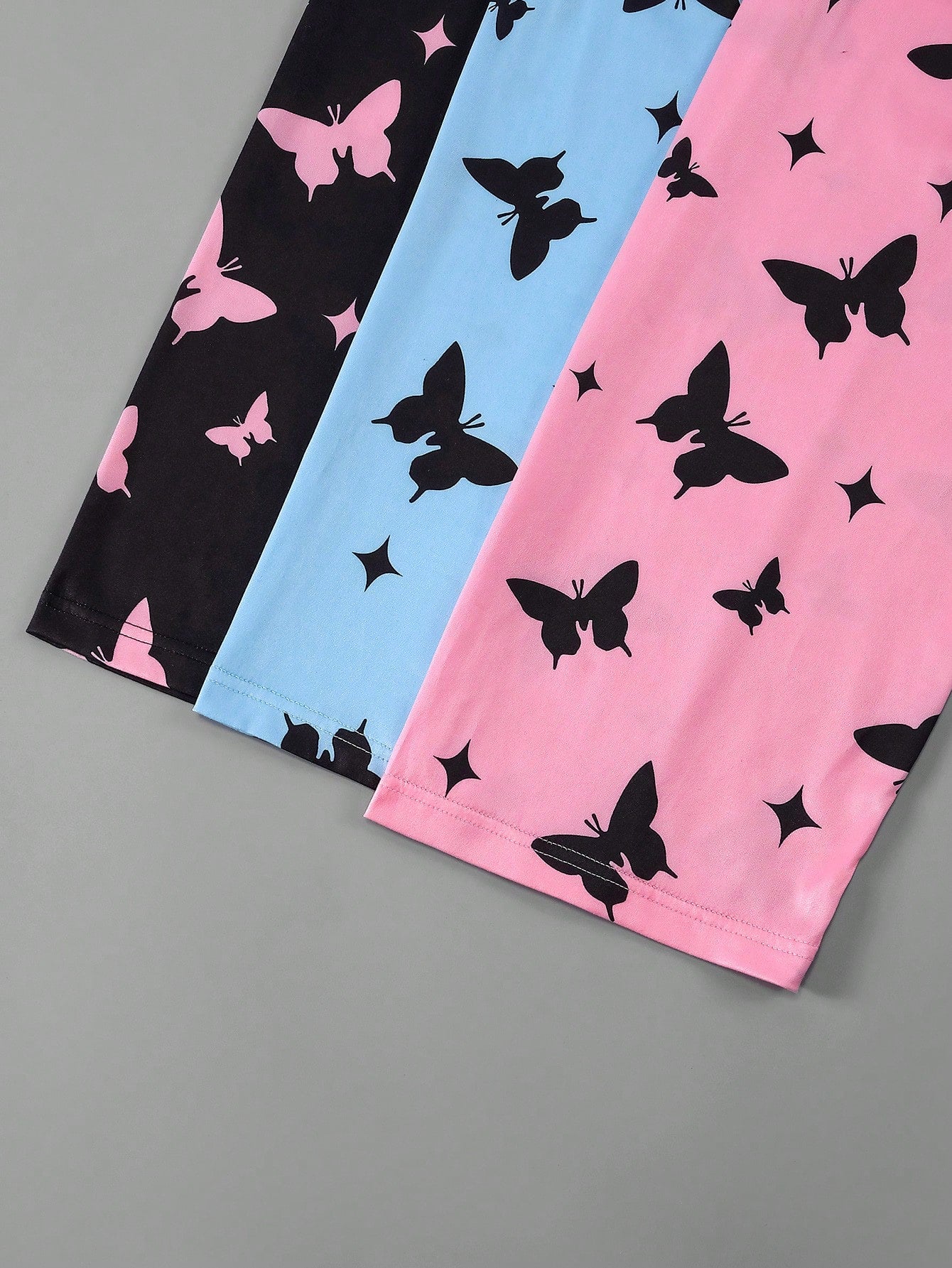 3pcs/set Women's Heart & Butterfly Print Short Sleeve Top And Long Pants Pajamas Set