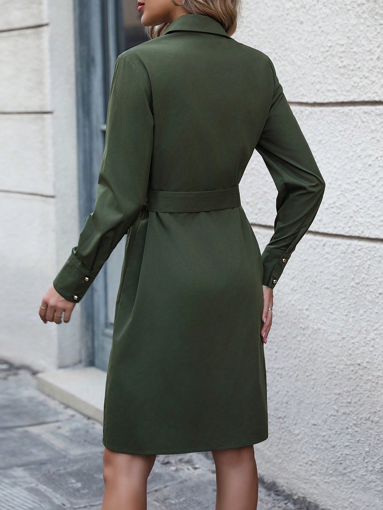 LUNE Women's Belted Shirt Dress