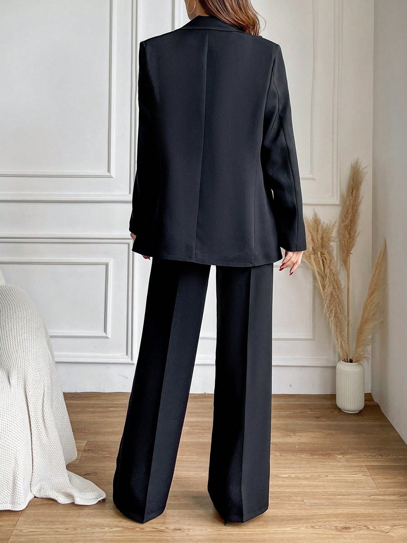 Solid Color Turn-Down Collar Double Breasted Casual Suit