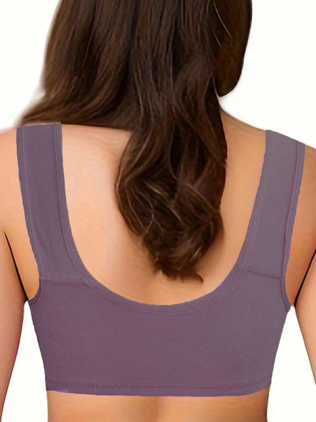 Wireless Front Button Design Seamless Push-Up Bra, Lingerie