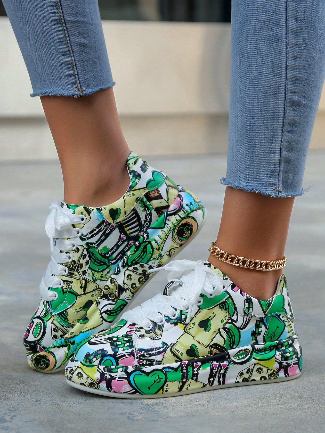 Women/Unisex Thick Sole Casual 3D Painted Sneakers