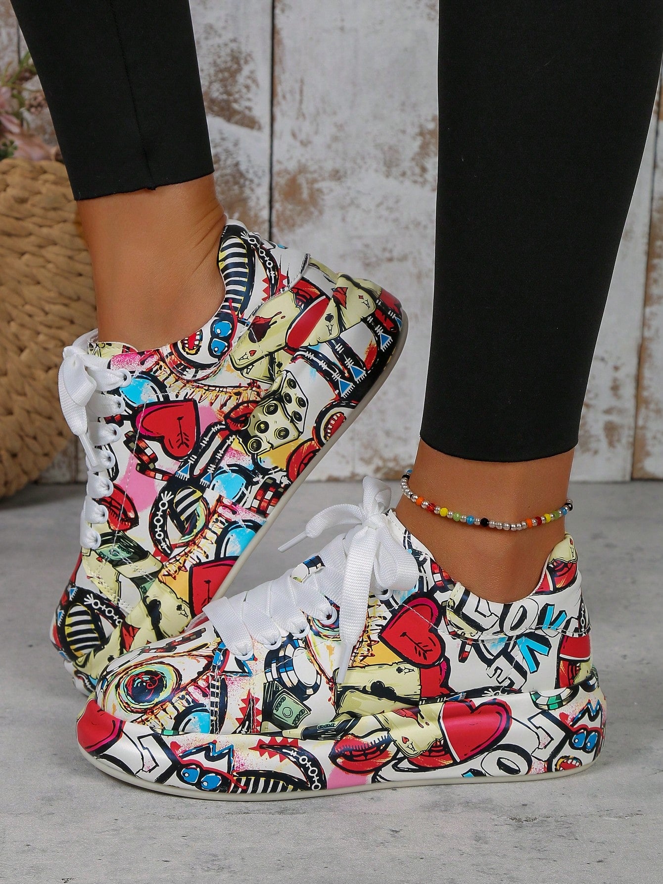 Women/Unisex Thick Sole Casual 3D Painted Sneakers