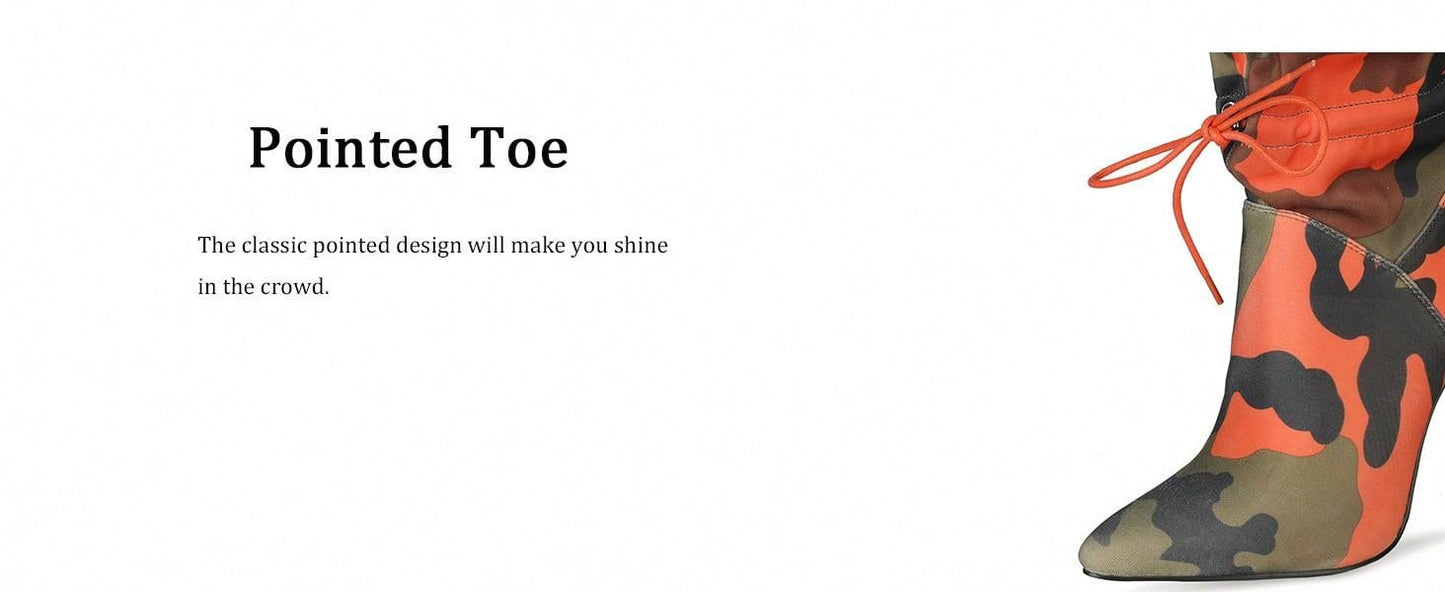 Arqa Sexy Party Collection Women Shoes Point Toe Fashion Multicolor Camouflage Women's Ankle Boots,Glamorous Boots